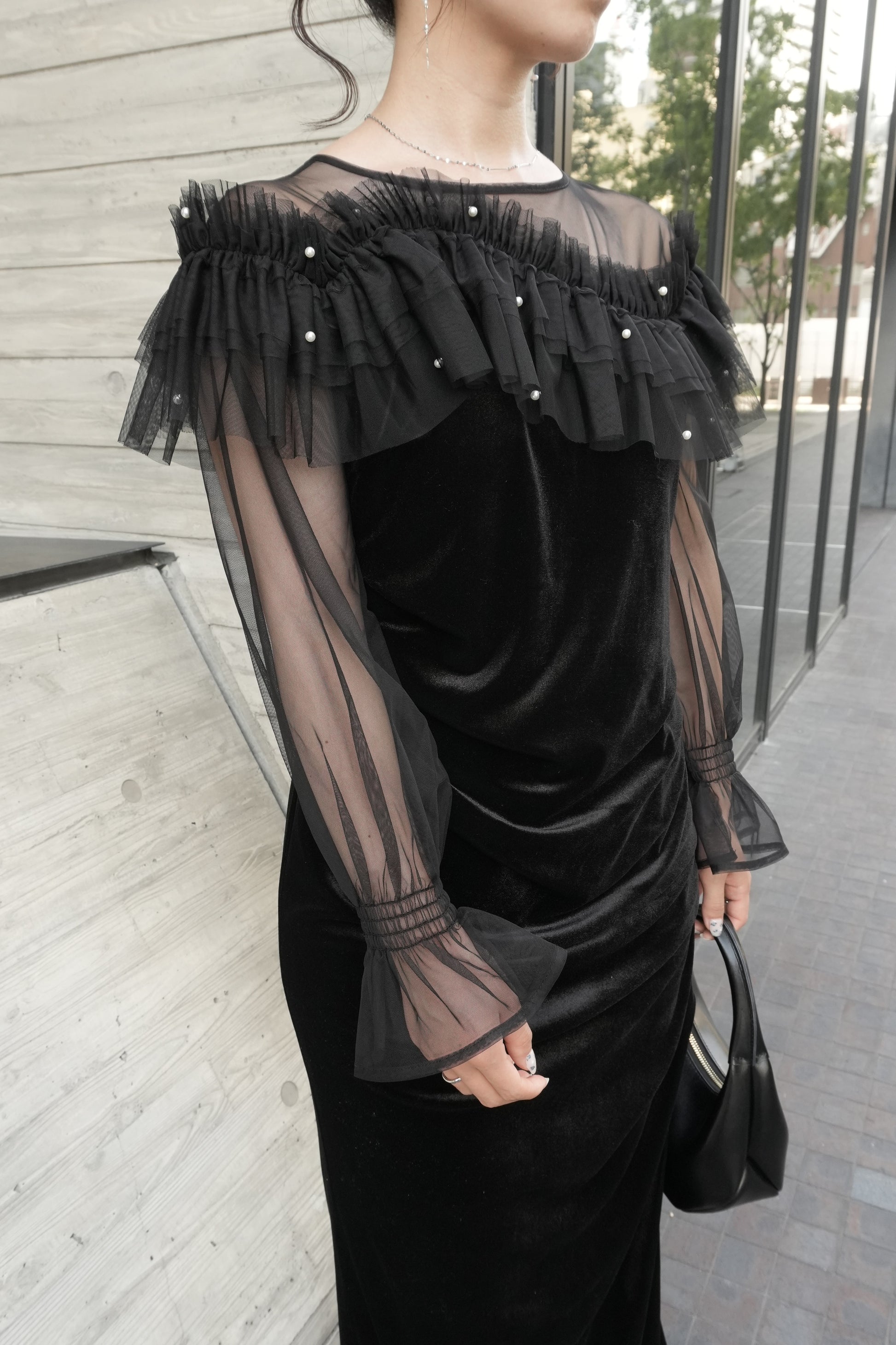 model:159cm size:M color:ブラック×ベージュ