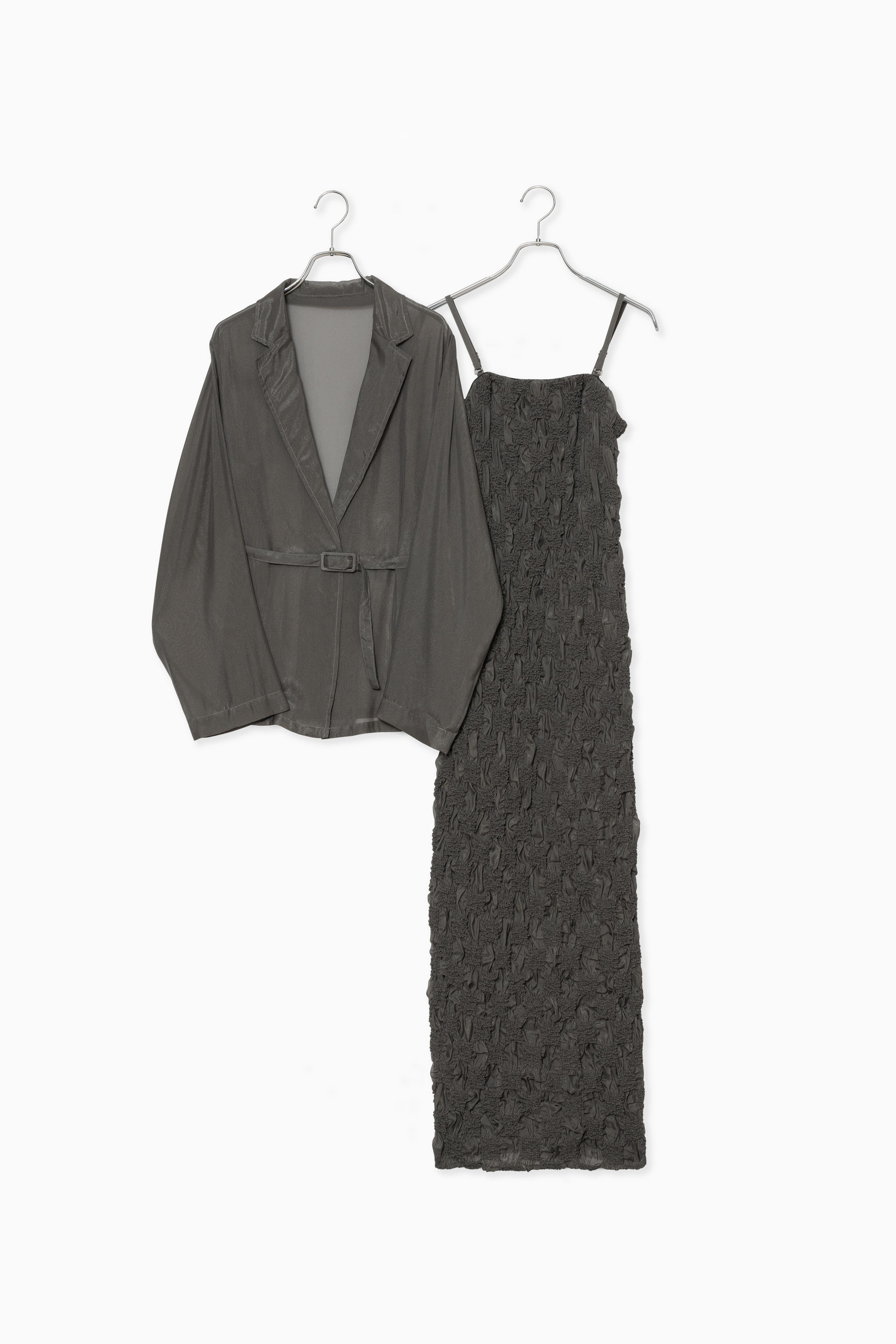 1019 Shirred layered dress set