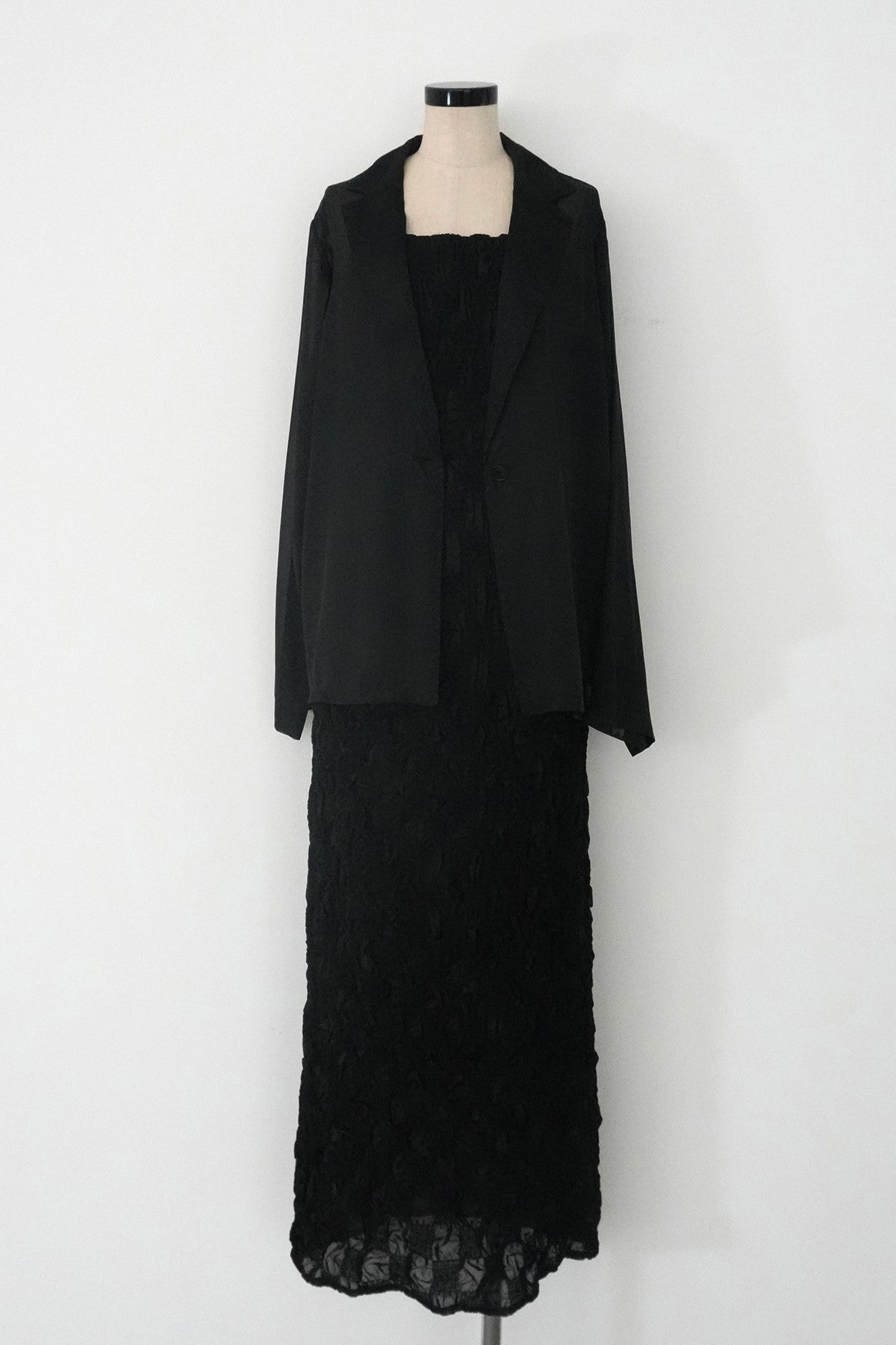 1019 Shirred layered dress set