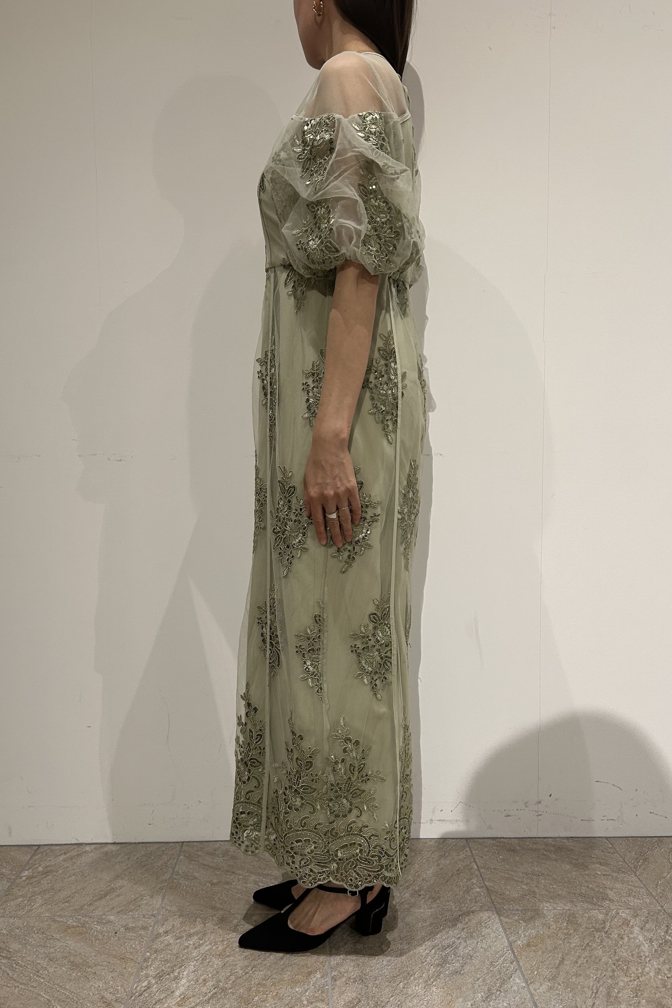 1044 Embroidered sheer dress