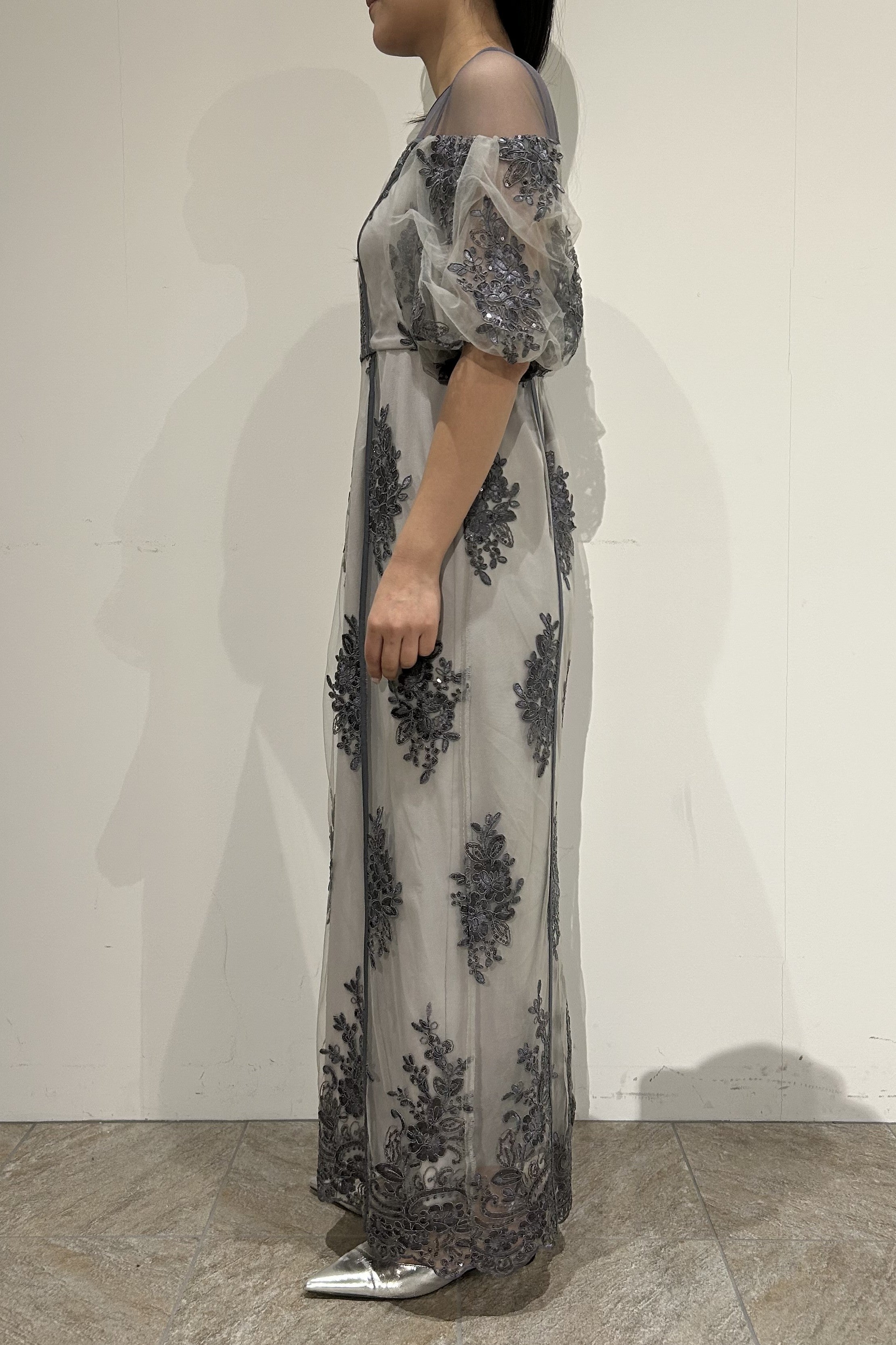 1044 Embroidered sheer dress
