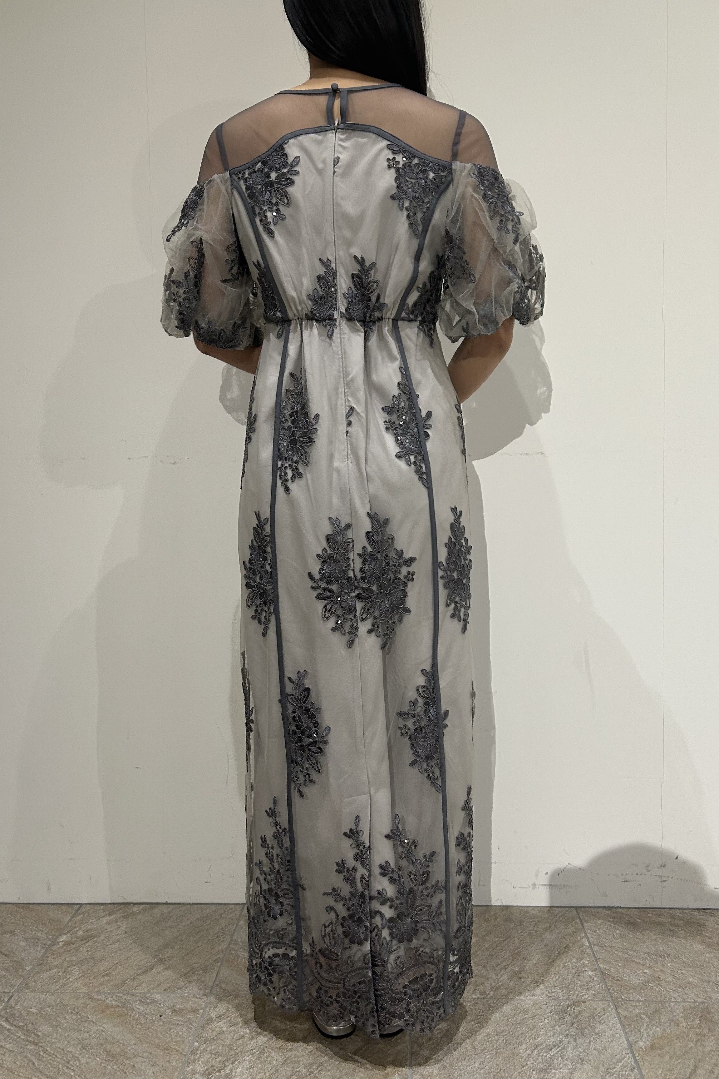 1044 Embroidered sheer dress