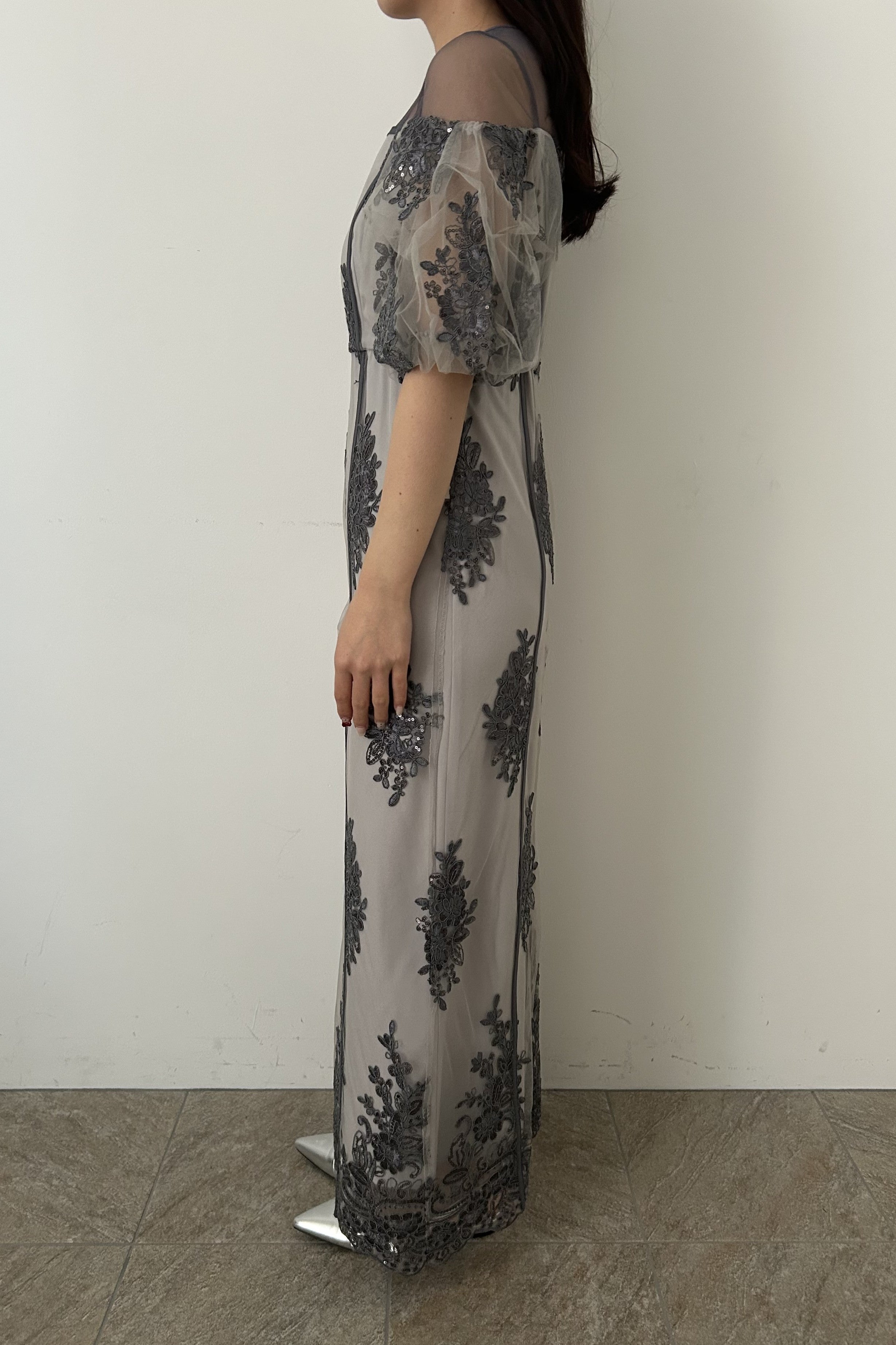 1044 Embroidered sheer dress