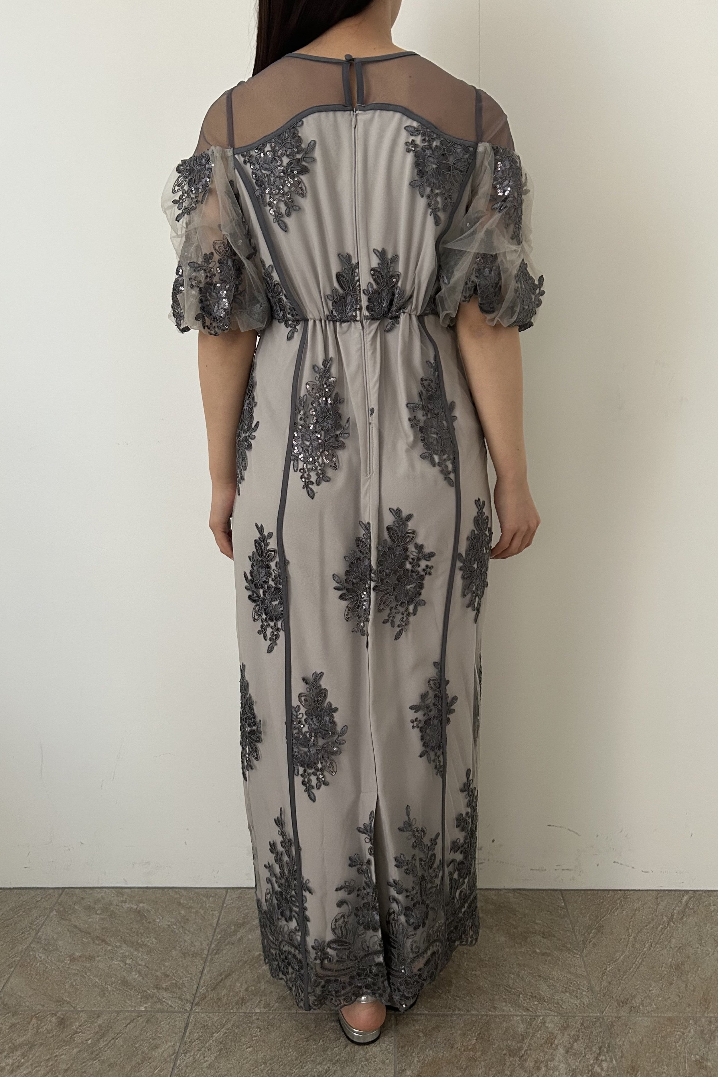 1044 Embroidered sheer dress