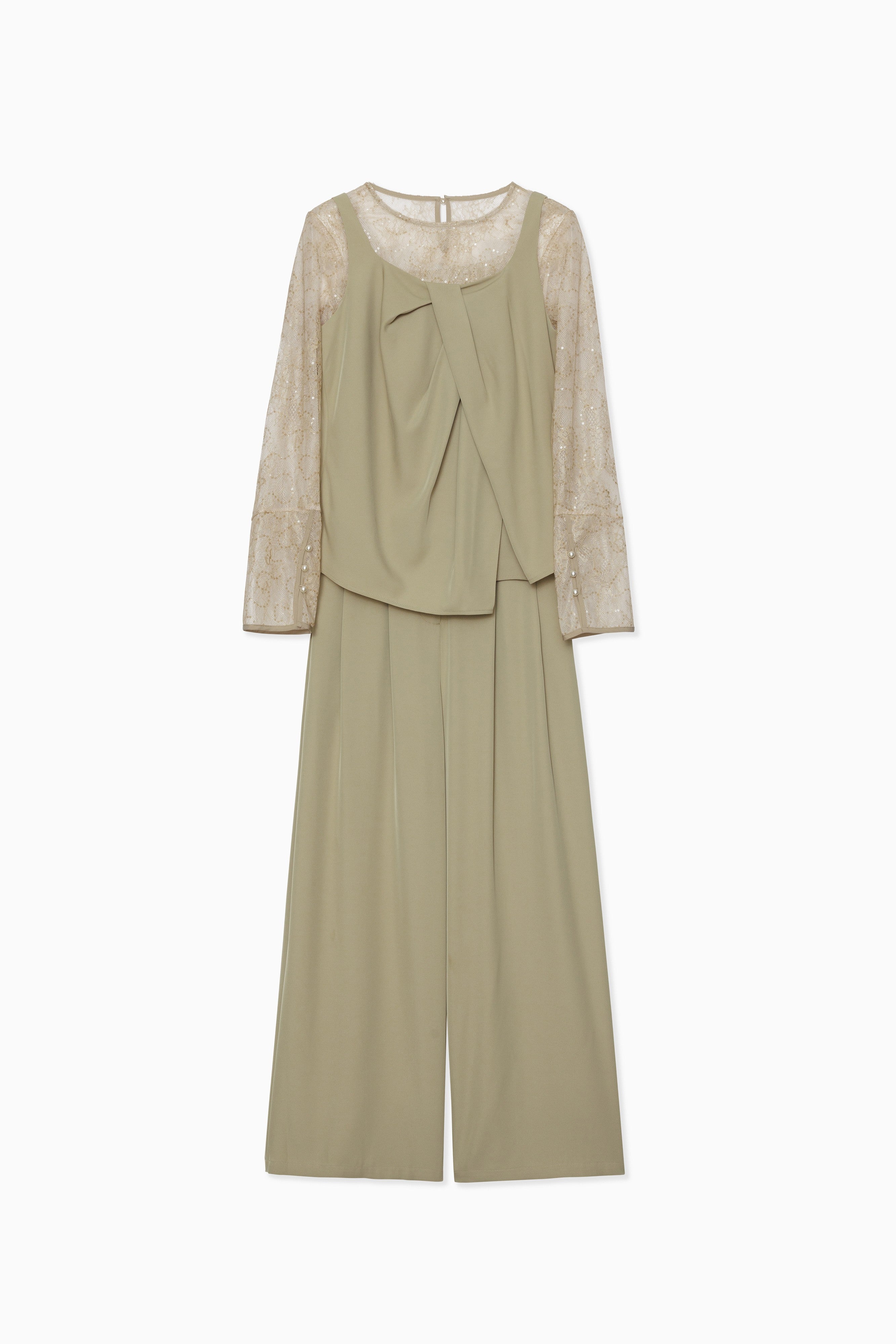 1084 Oblique cross top pants set