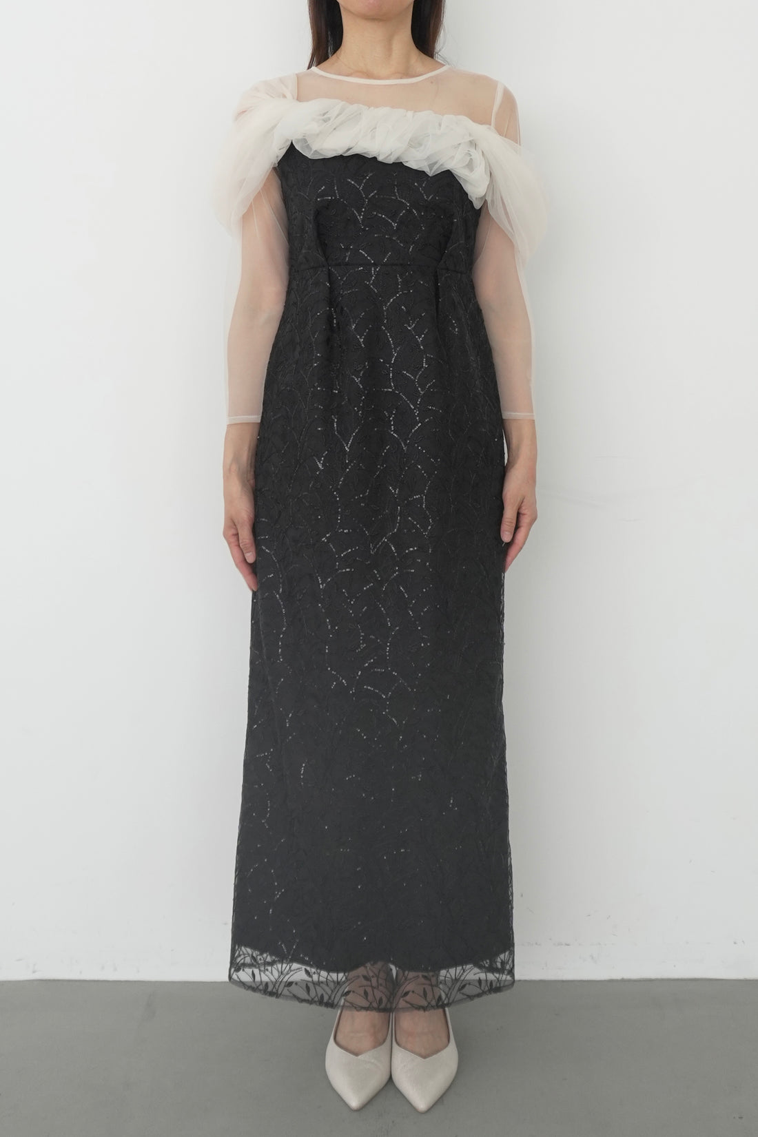 164cm/骨格ナチュラル　Lサイズ/ブラック×ベージュ着用 ヒール5.2cm