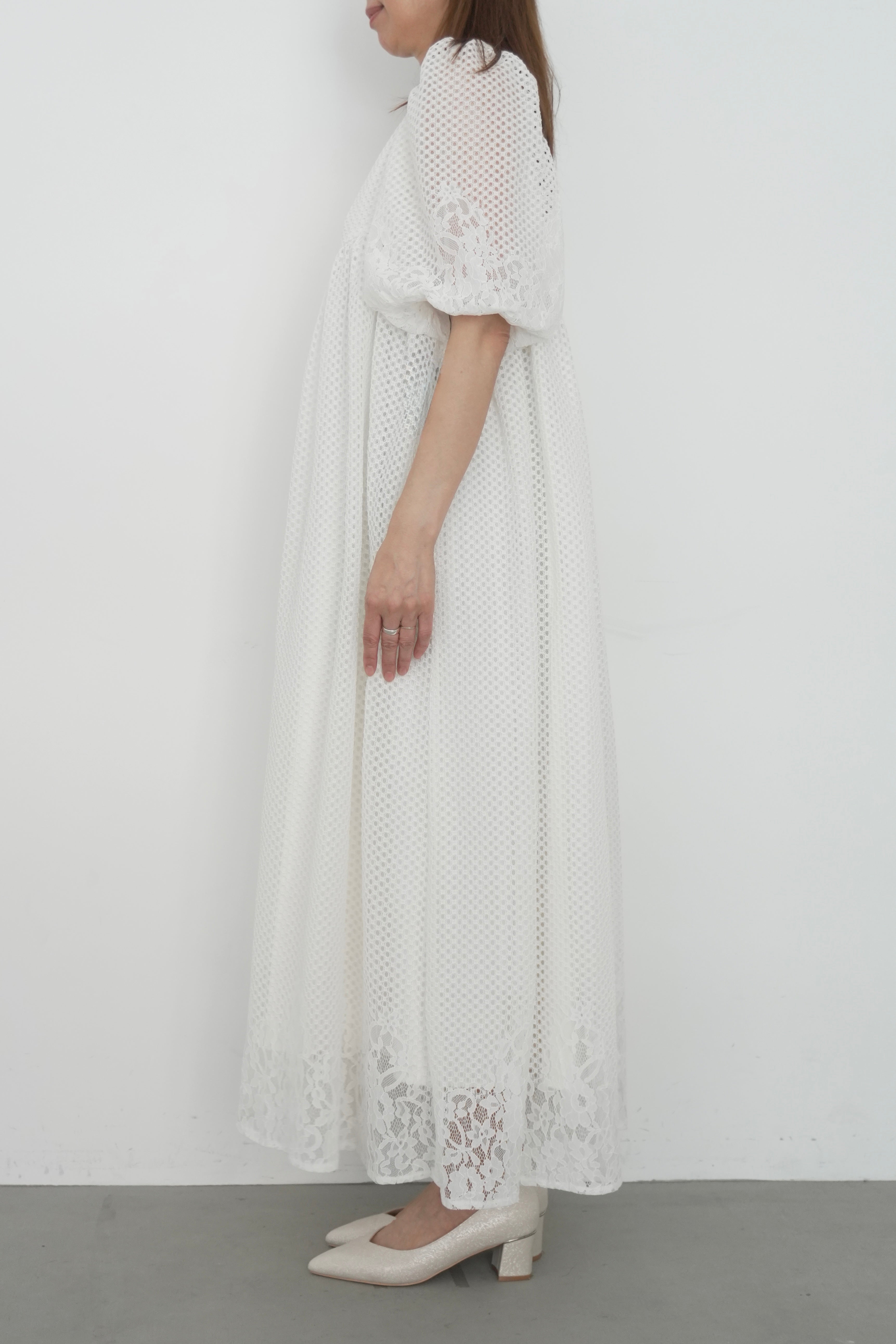 1114 Sheer Gingham Lace Dress