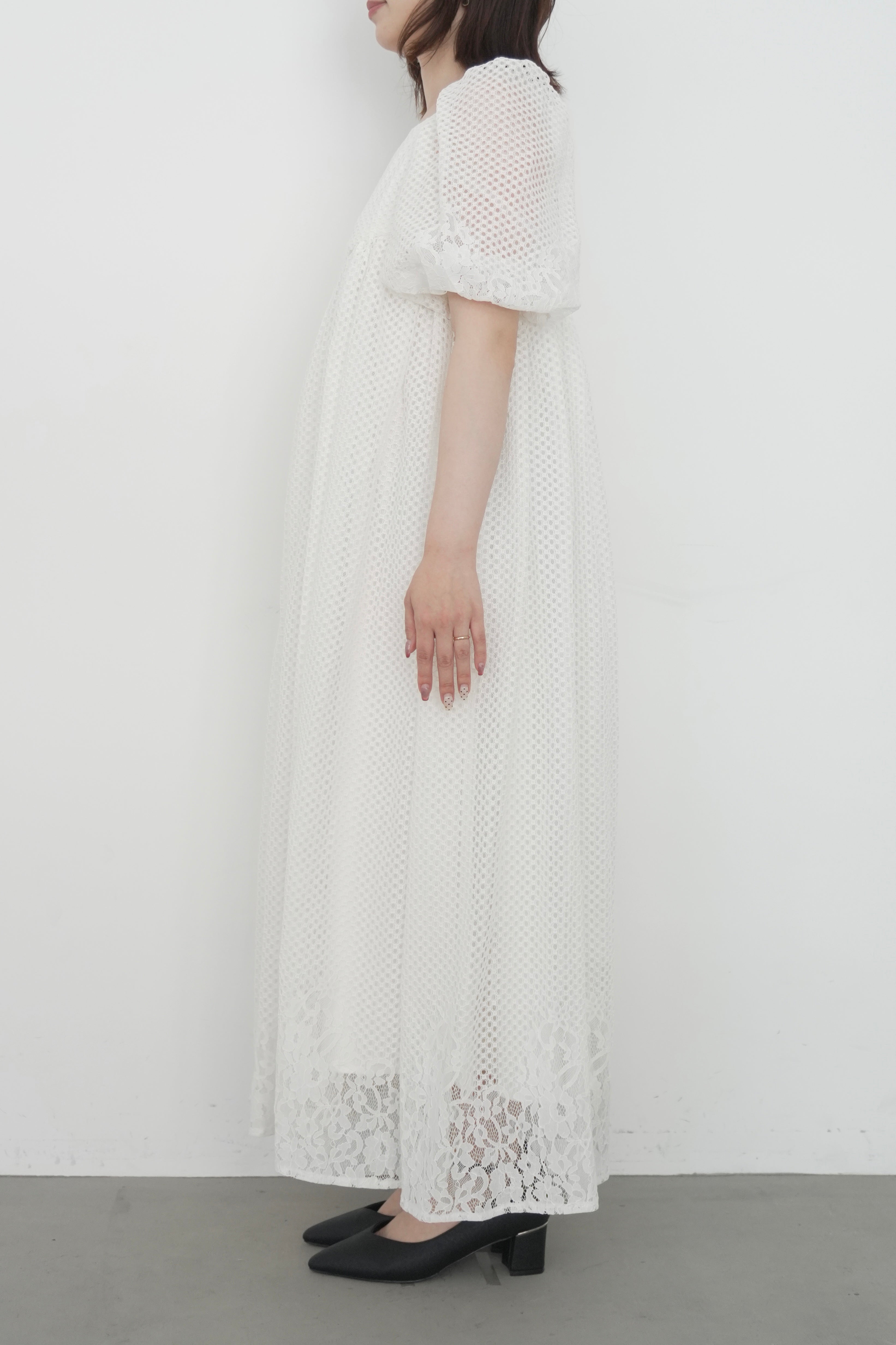 1114 Sheer Gingham Lace Dress