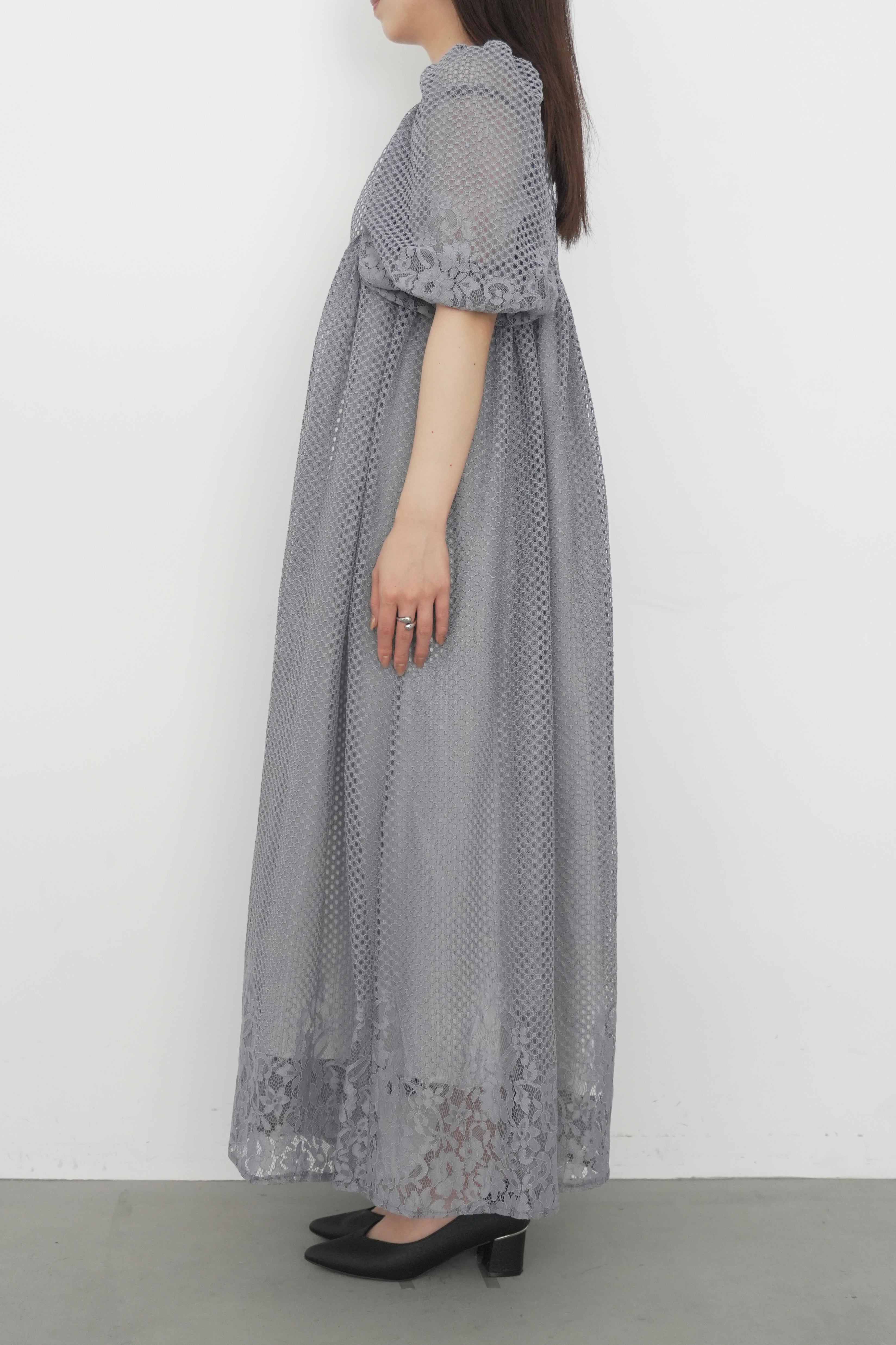 1114 Sheer Gingham Lace Dress