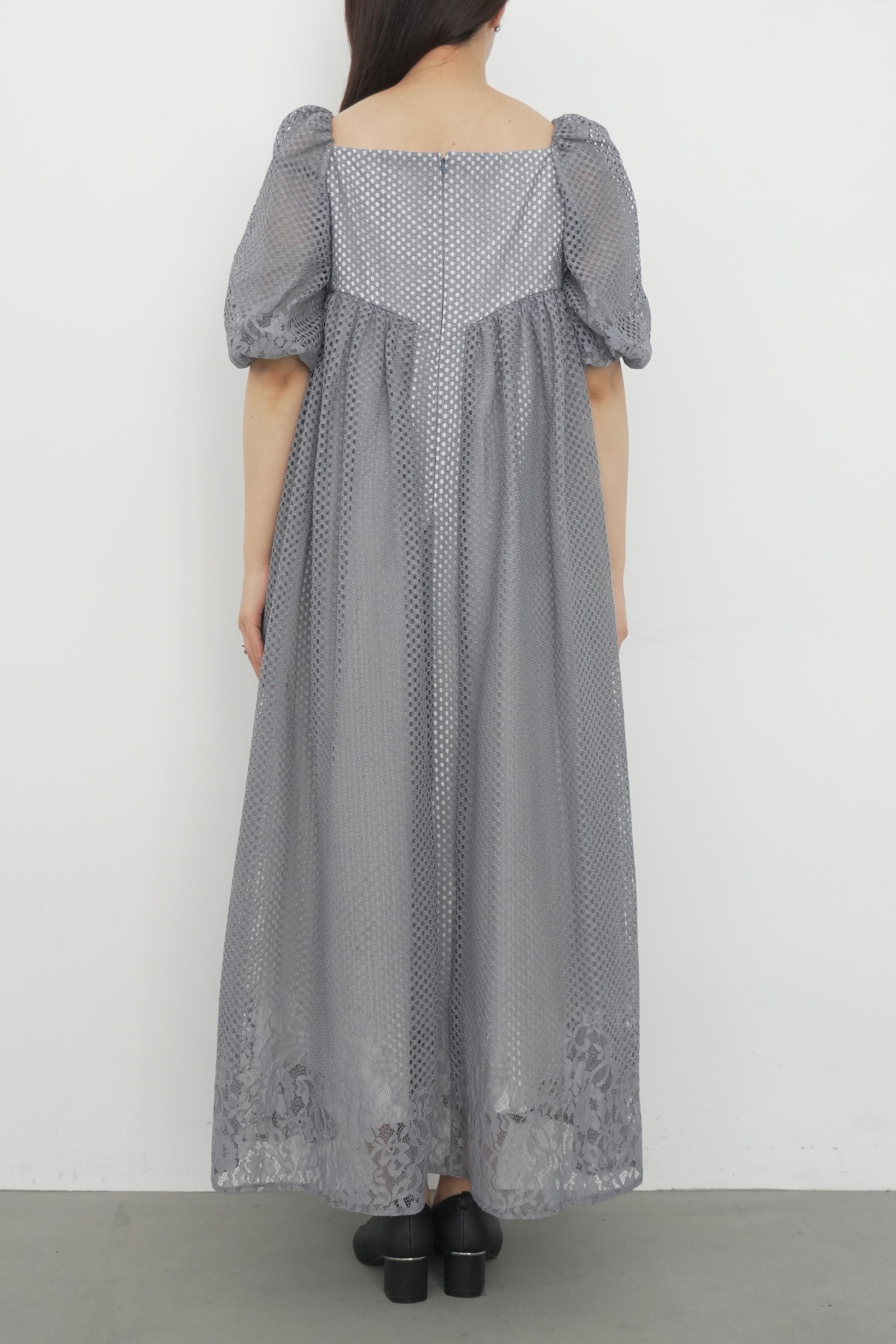 1114 Sheer Gingham Lace Dress
