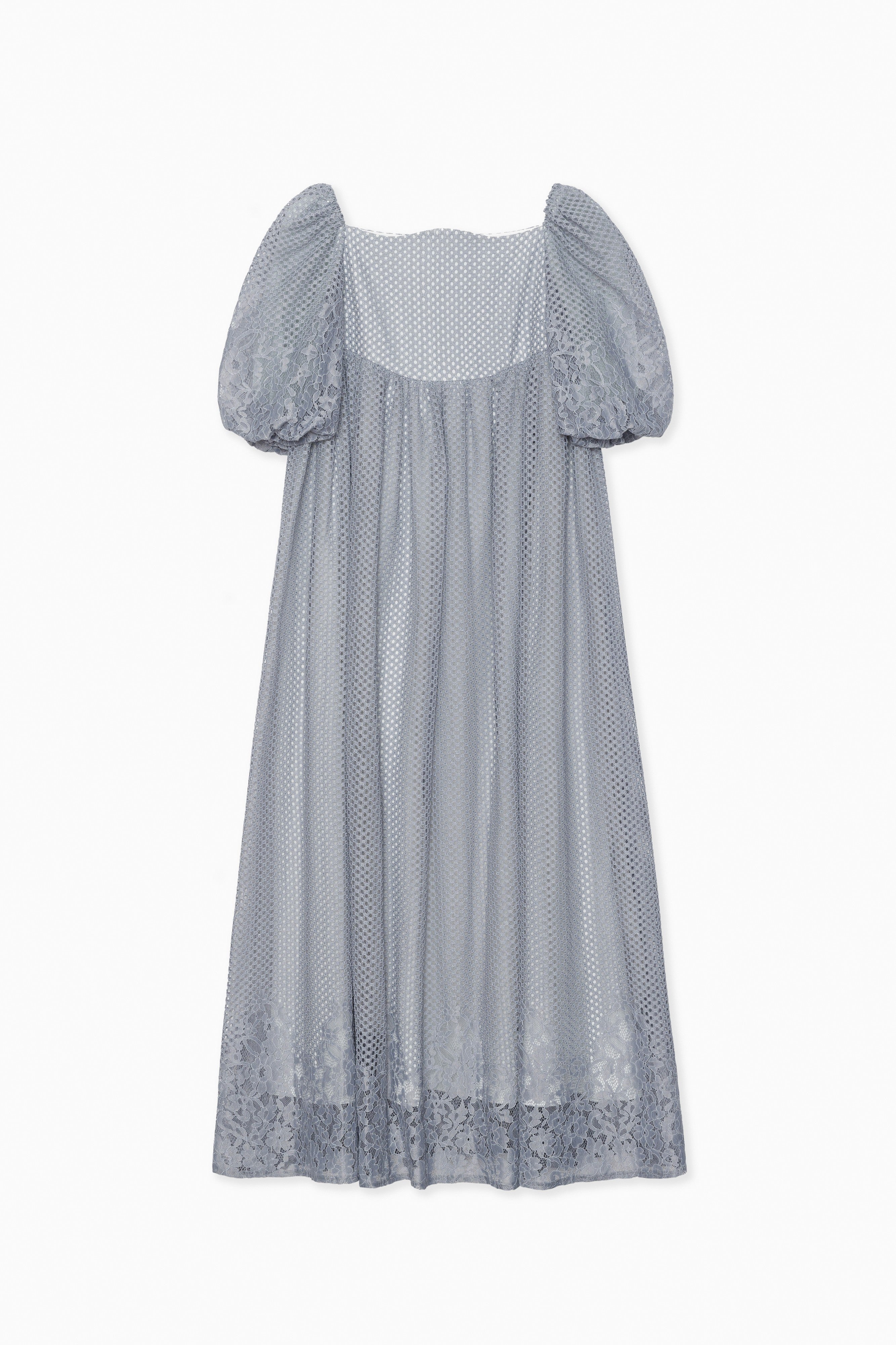 1114 Sheer Gingham Lace Dress