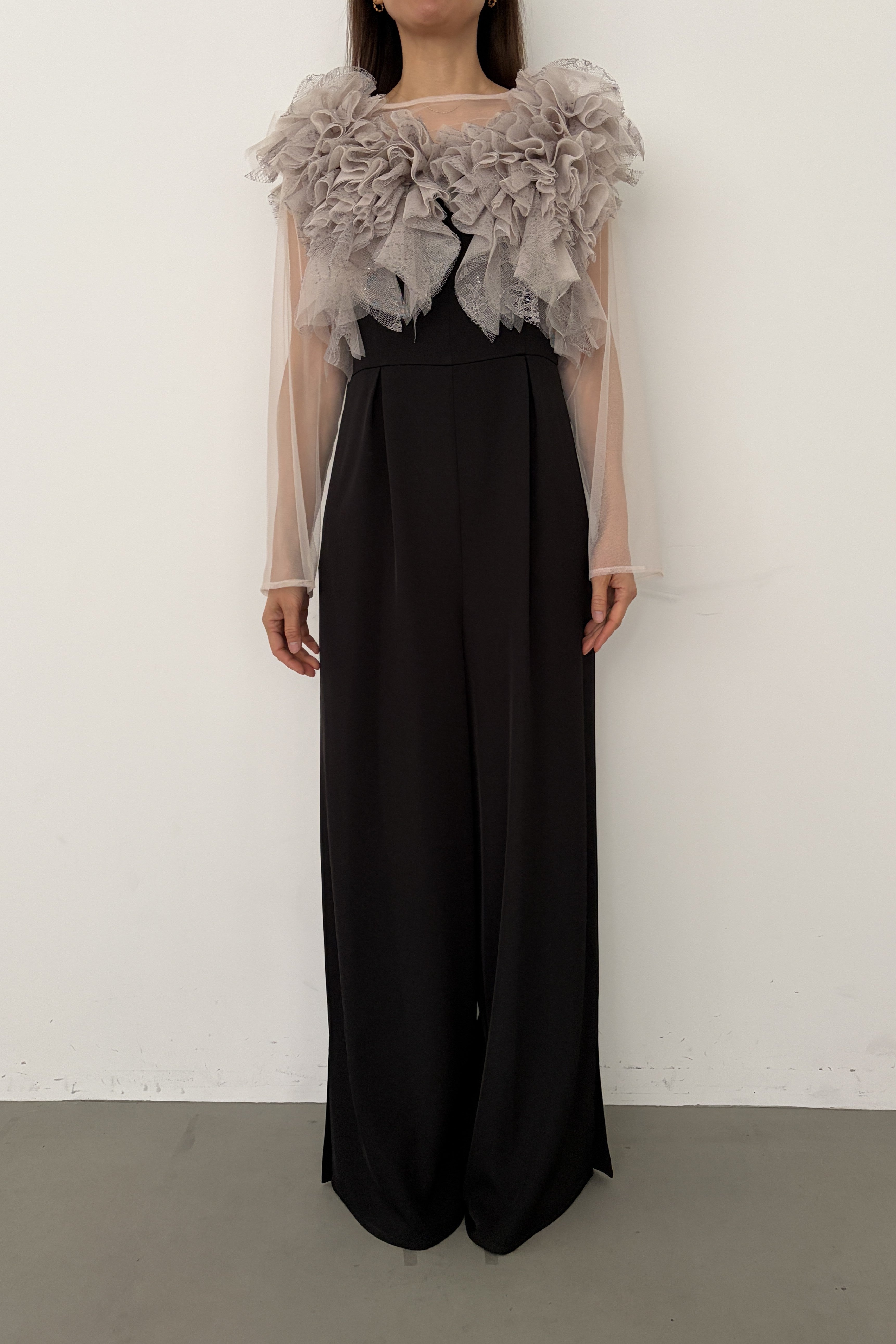 model:164cm size:L color:ブラック×ベージュ