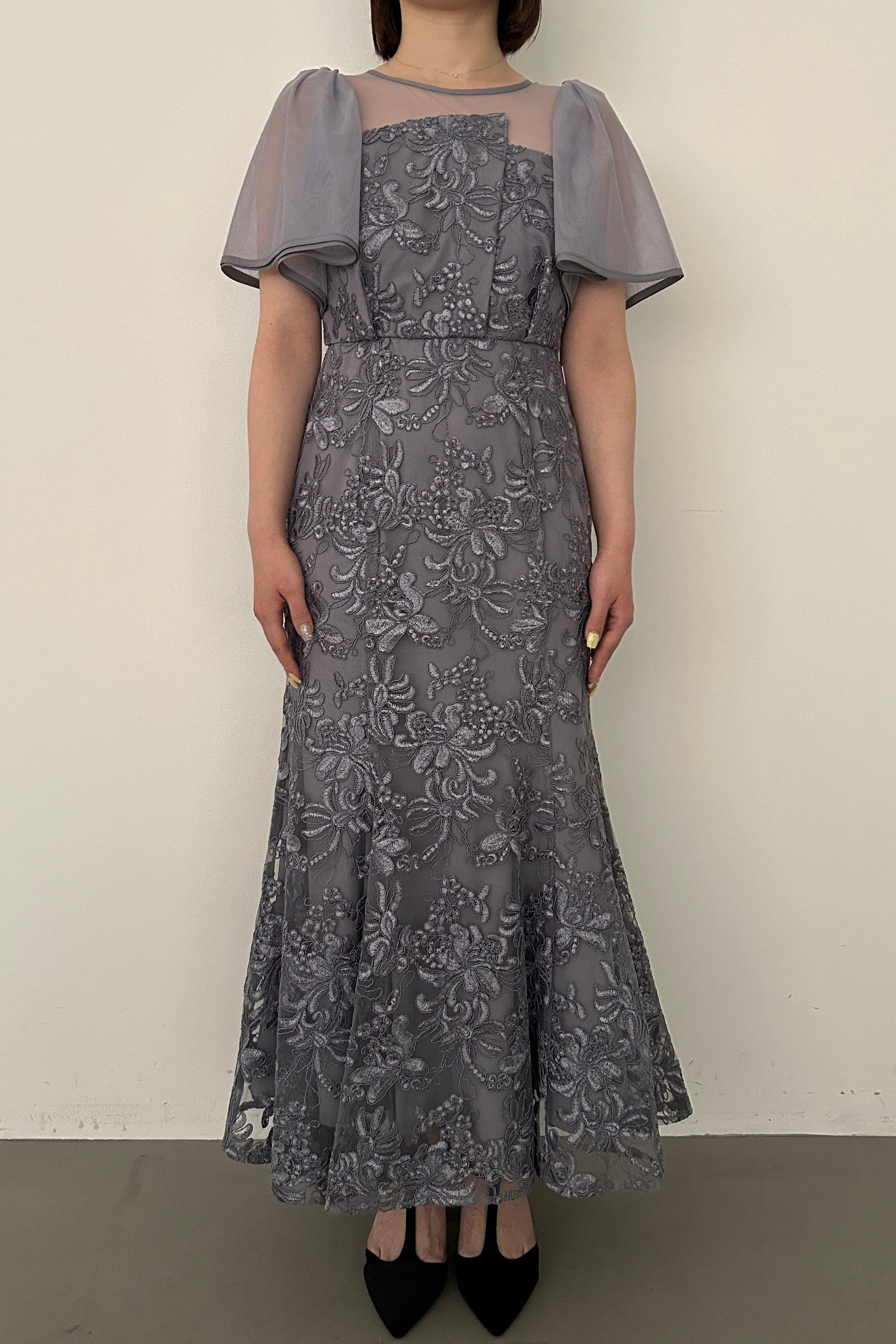 model:153cm size:S color:グレイッシュブルー