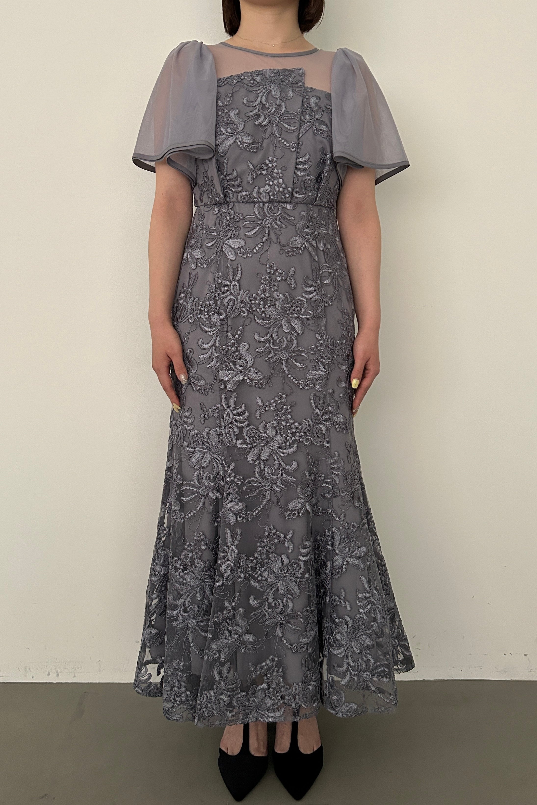 model:153cm size:S color:グレイッシュブルー