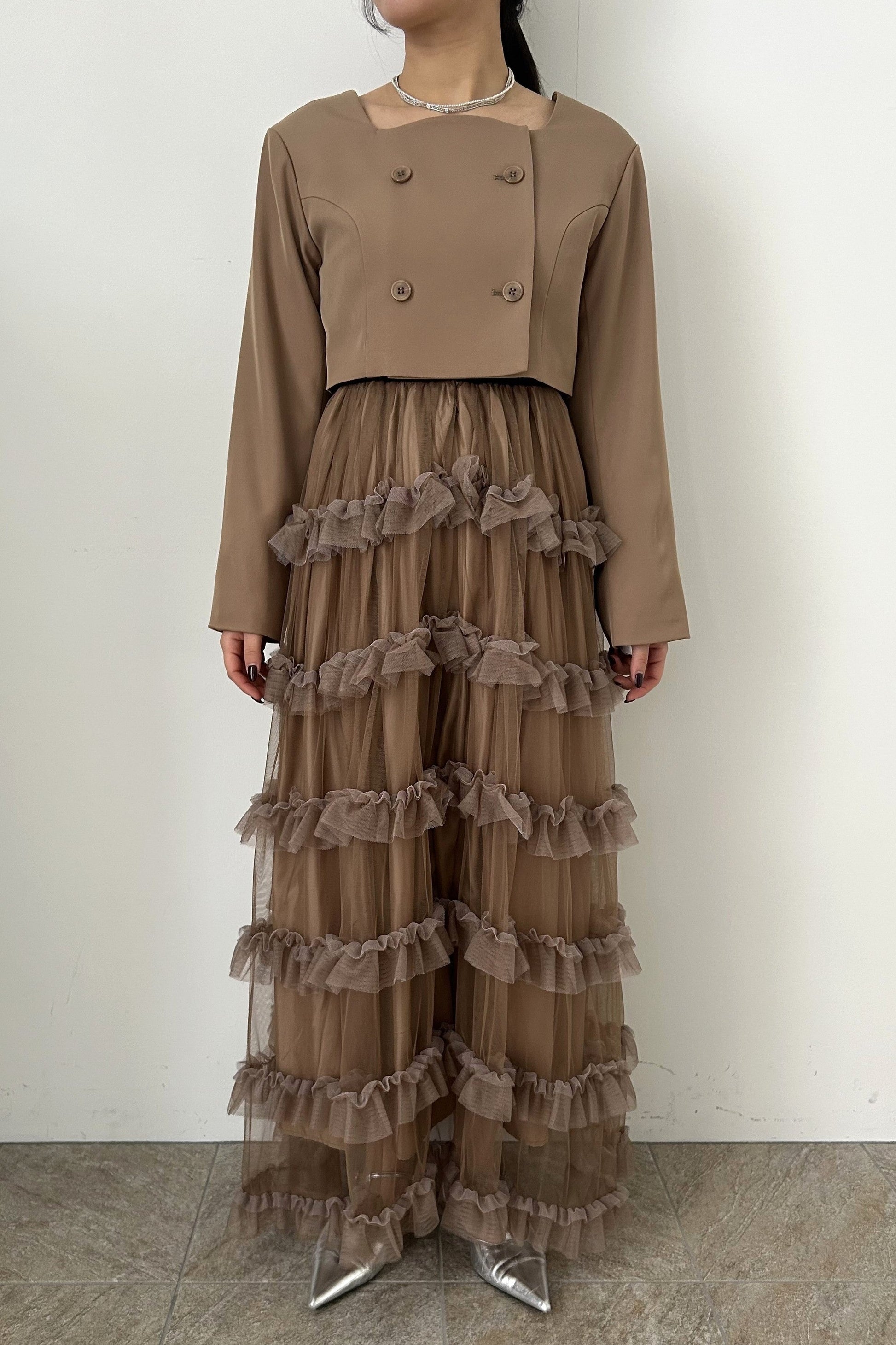 model:155cm size:S color:ベージュ