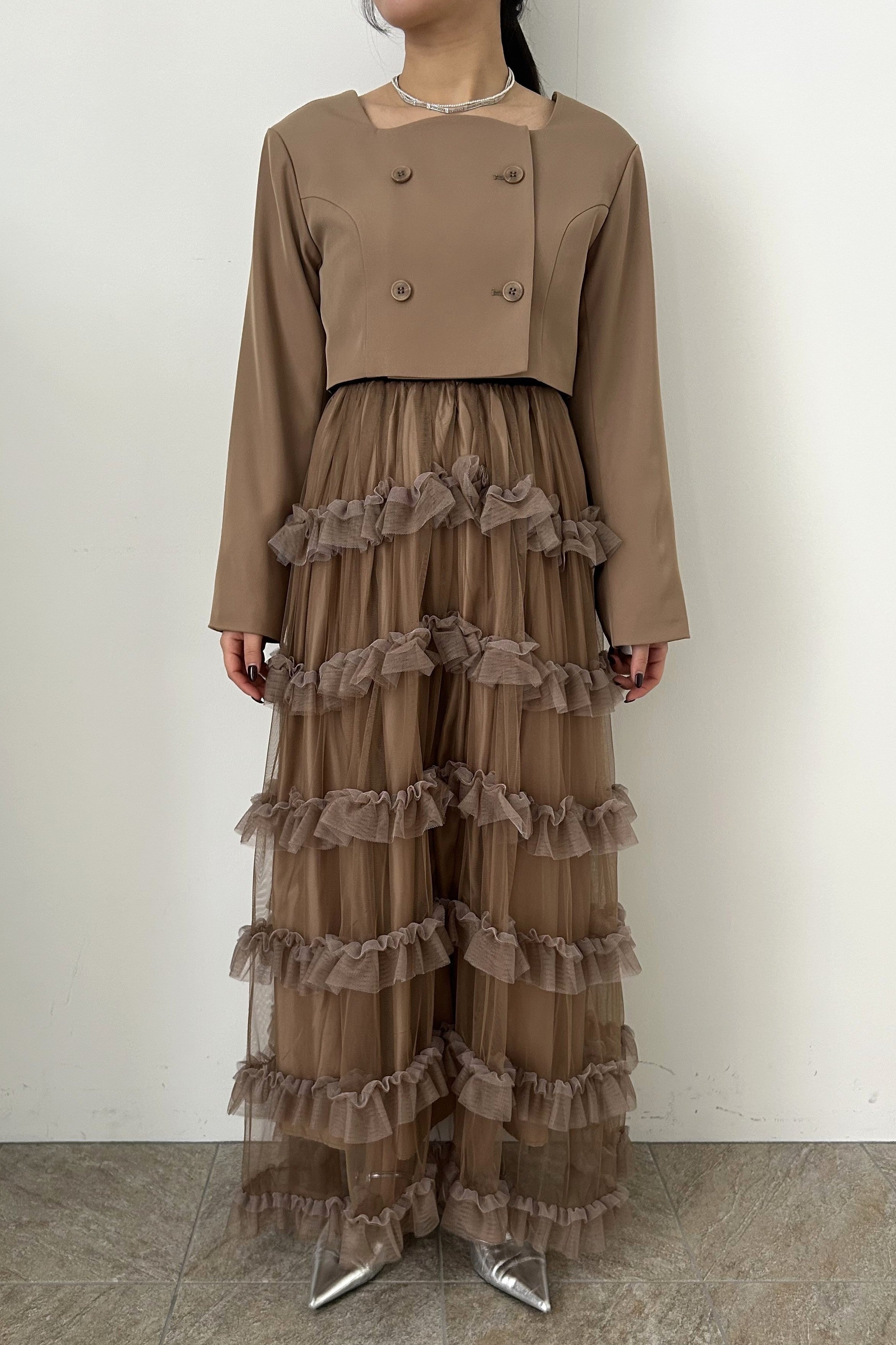 model:155cm size:S color:ベージュ