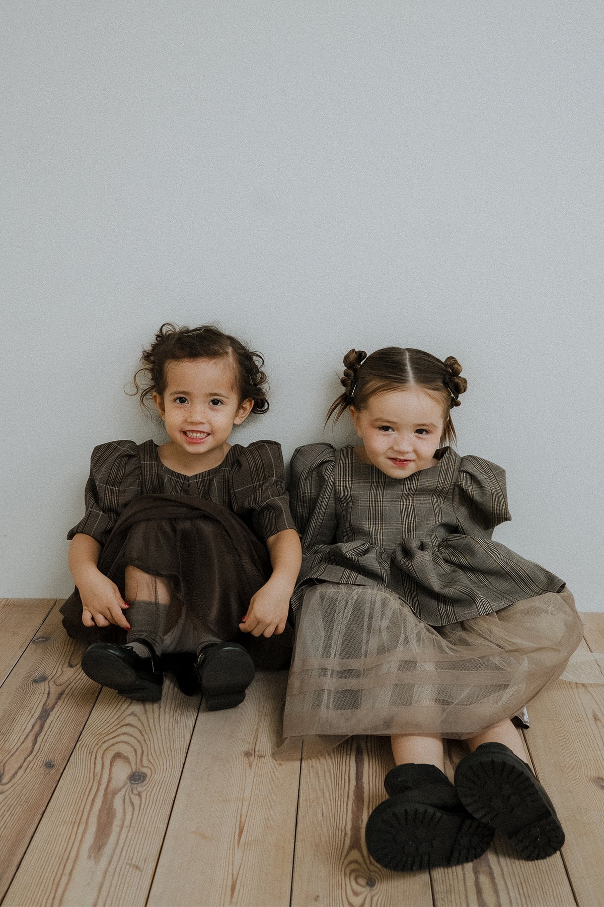 1157 Gren check tulle Dress kids