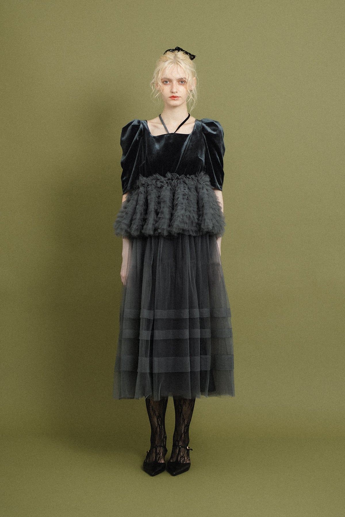 model:174cm size:モデルサイズ color:ブルーグレー