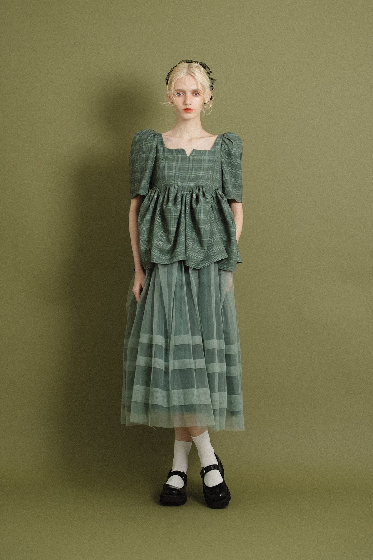 model:174cm size:モデルサイズ color:グリーン