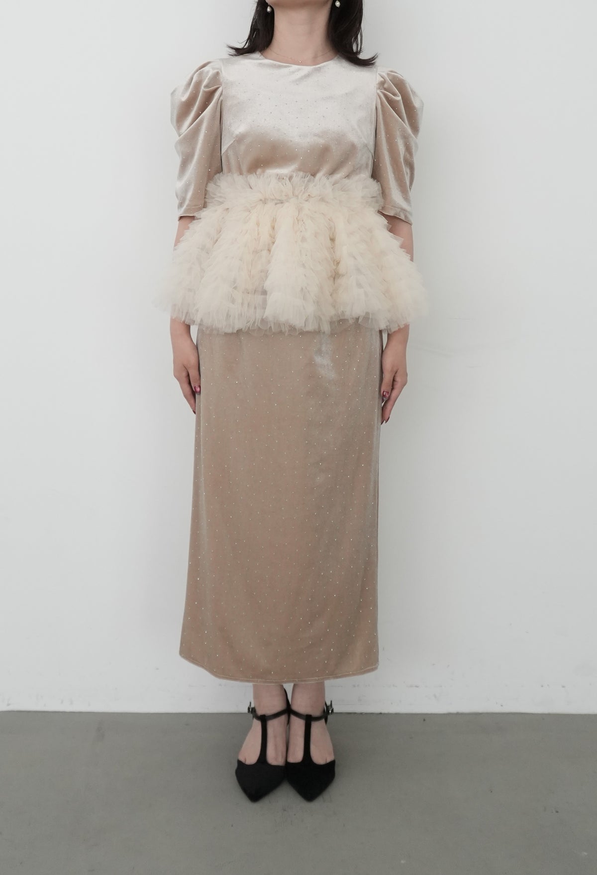 model:153cm size:S color:ベージュ