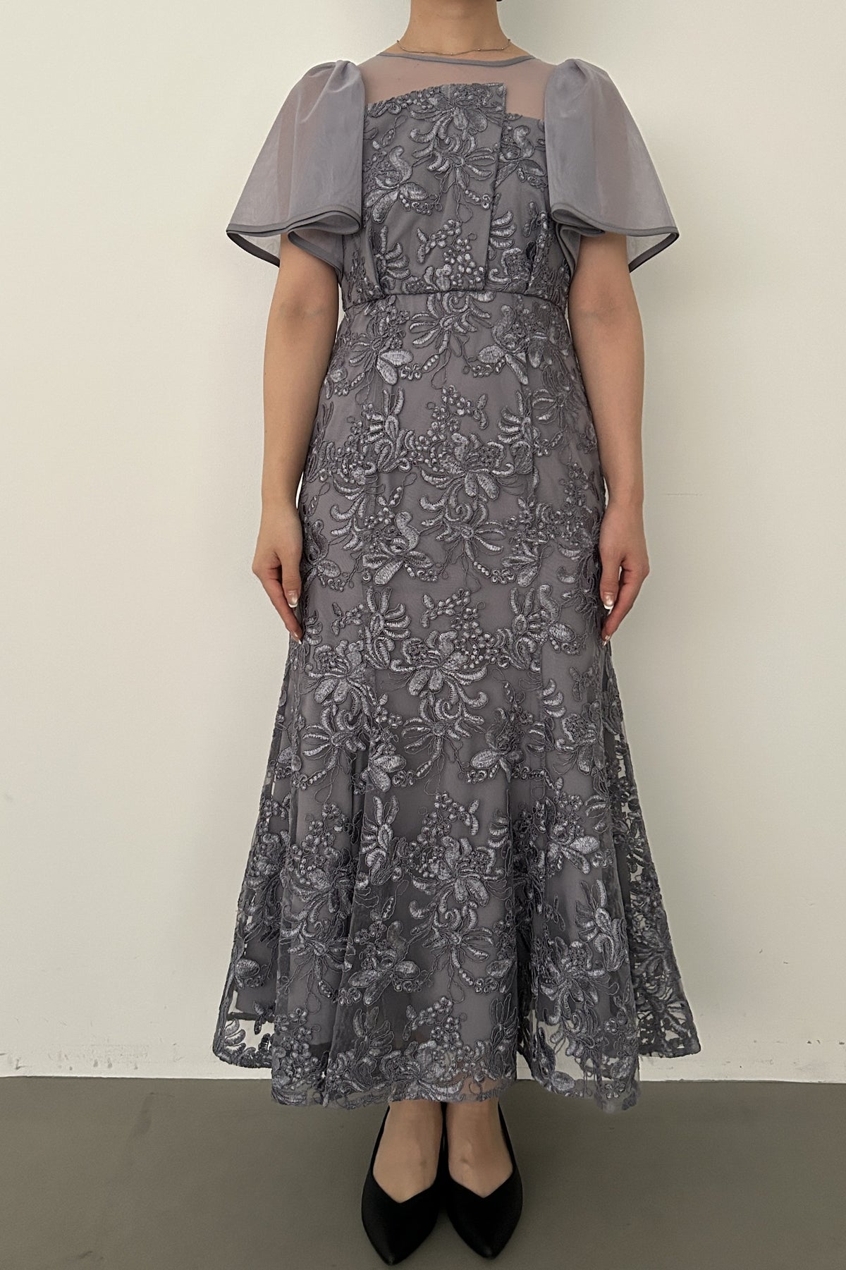 model:159cm size:S color:グレイッシュブルー