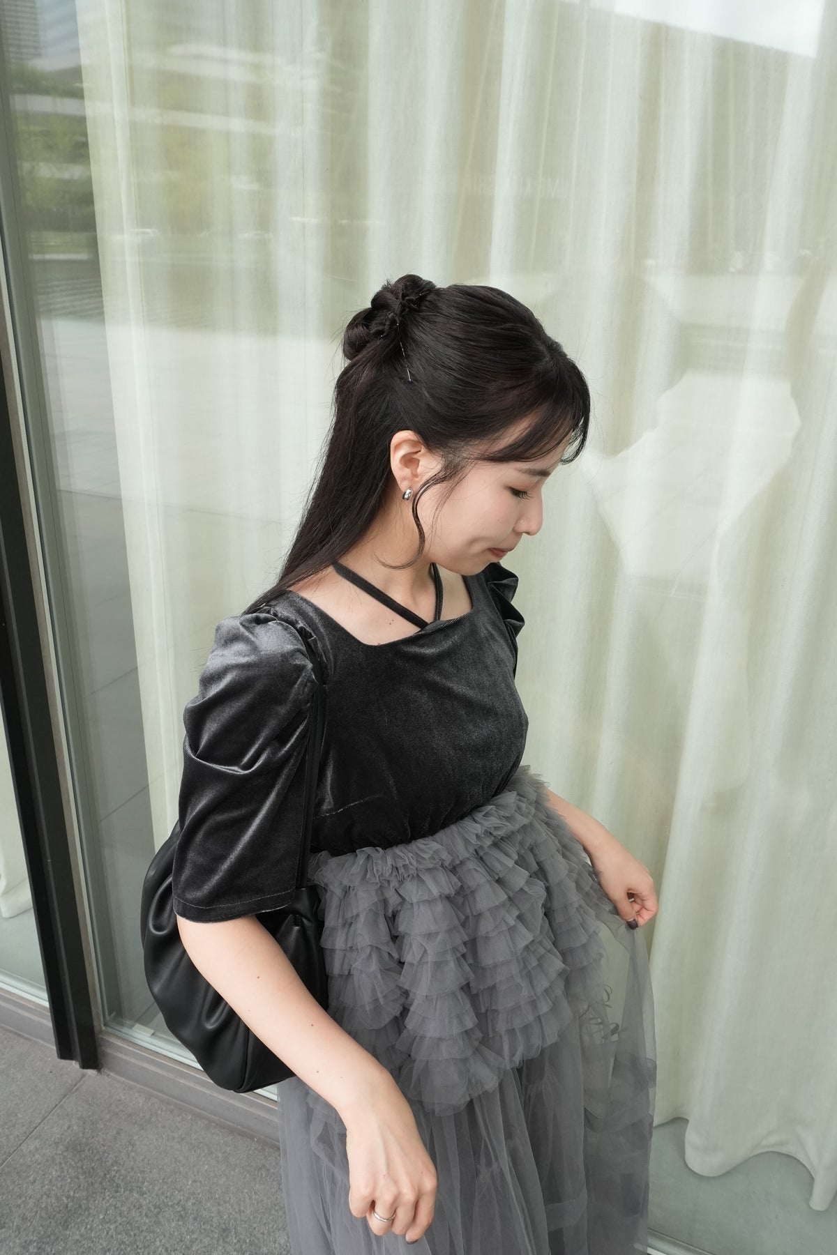 model:159cm size:M color:ブルーグレー