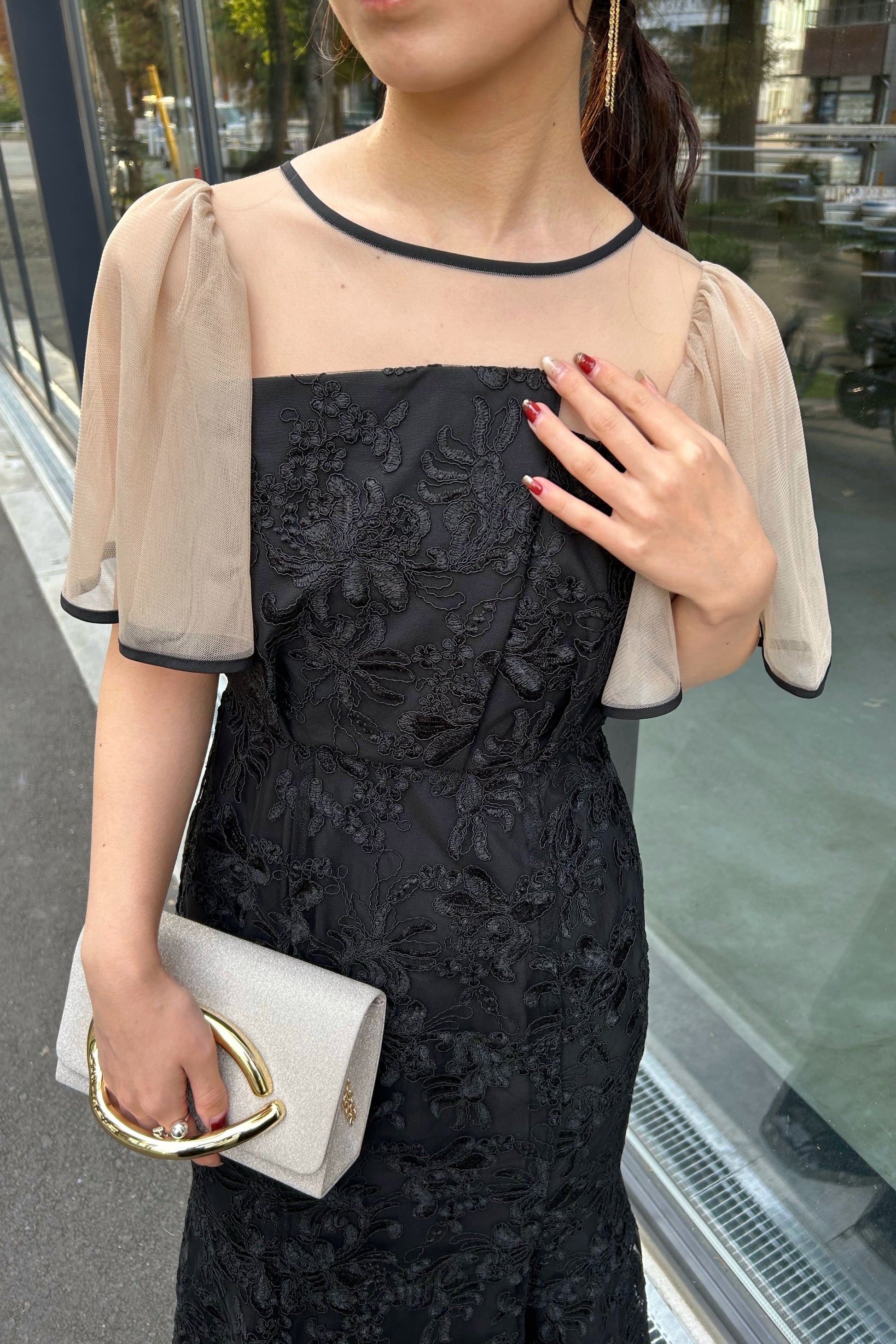 model:159cm size:M color:ブラック×ベージュ