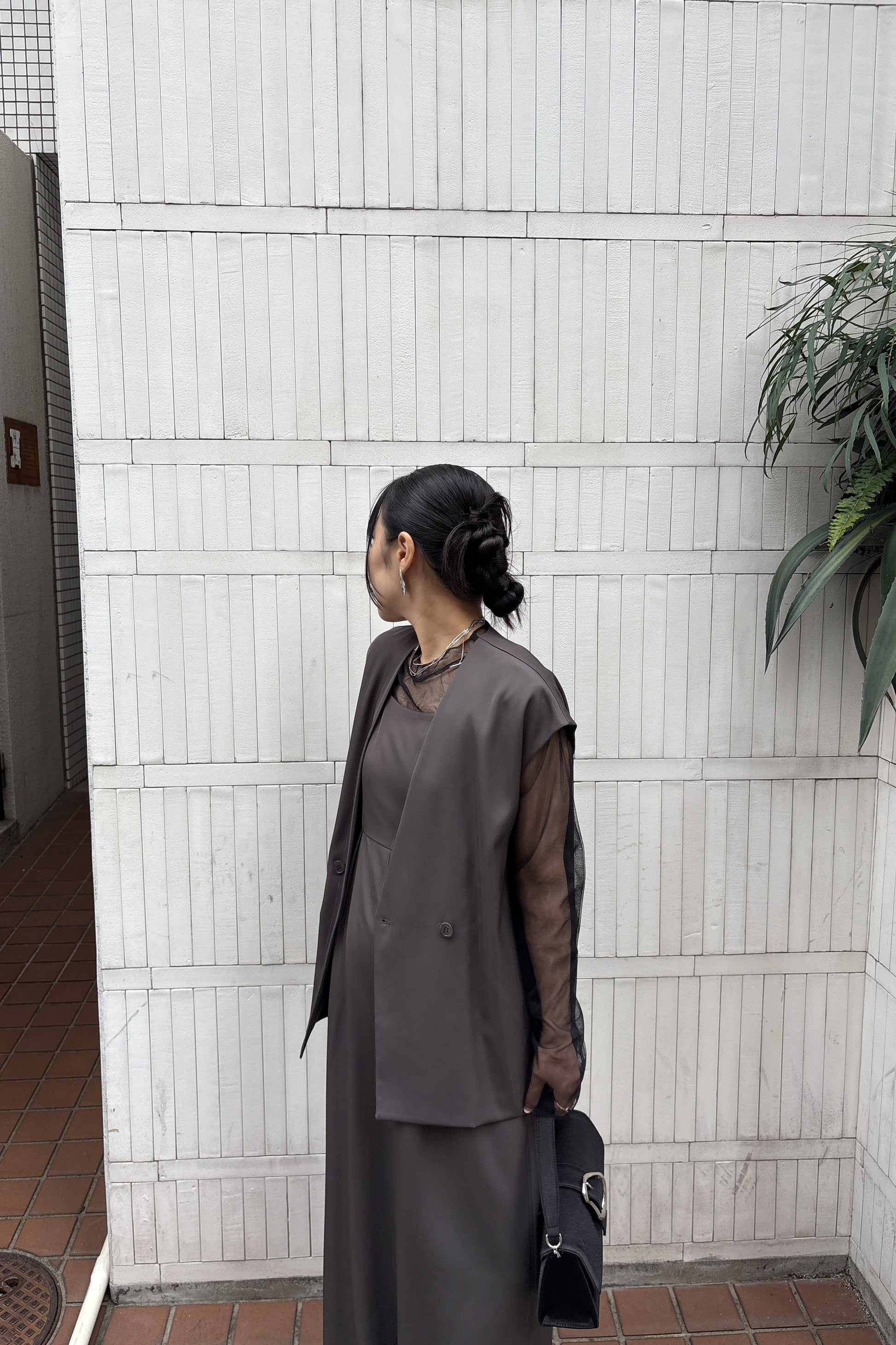 155cm/骨格ストレート　Sサイズ/ブラウン着用