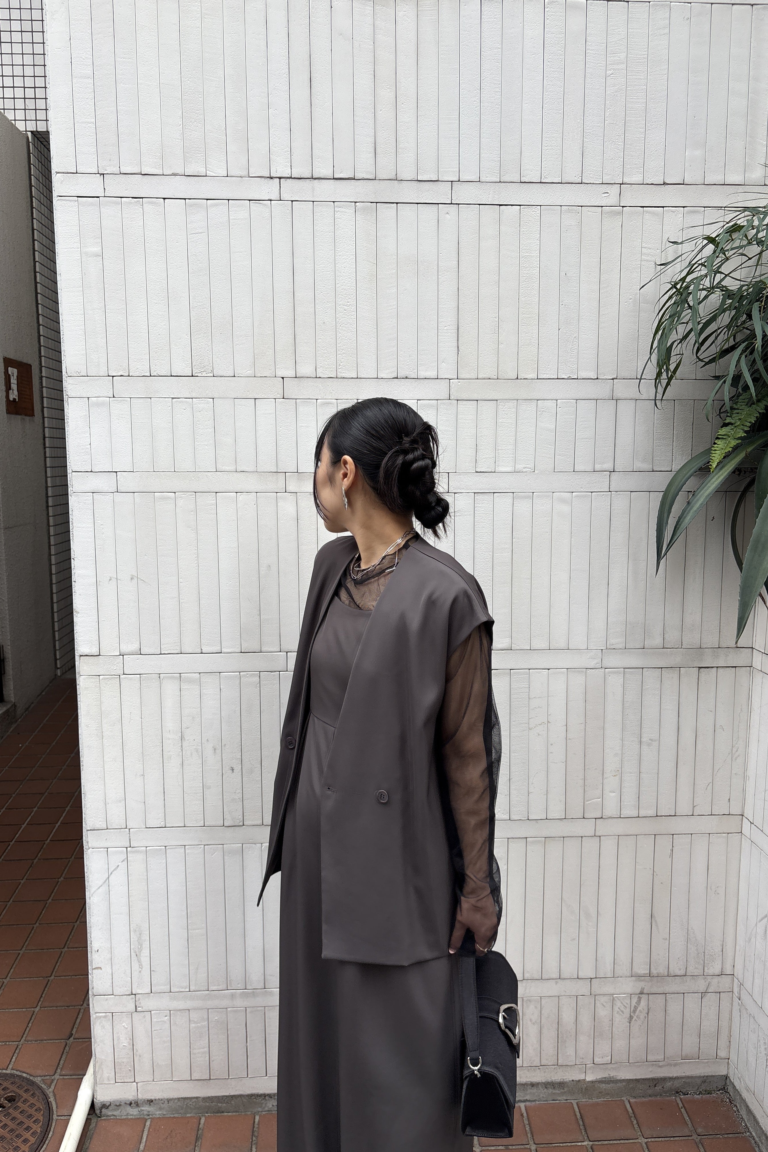 155cm/骨格ストレート　Sサイズ/ブラウン着用
