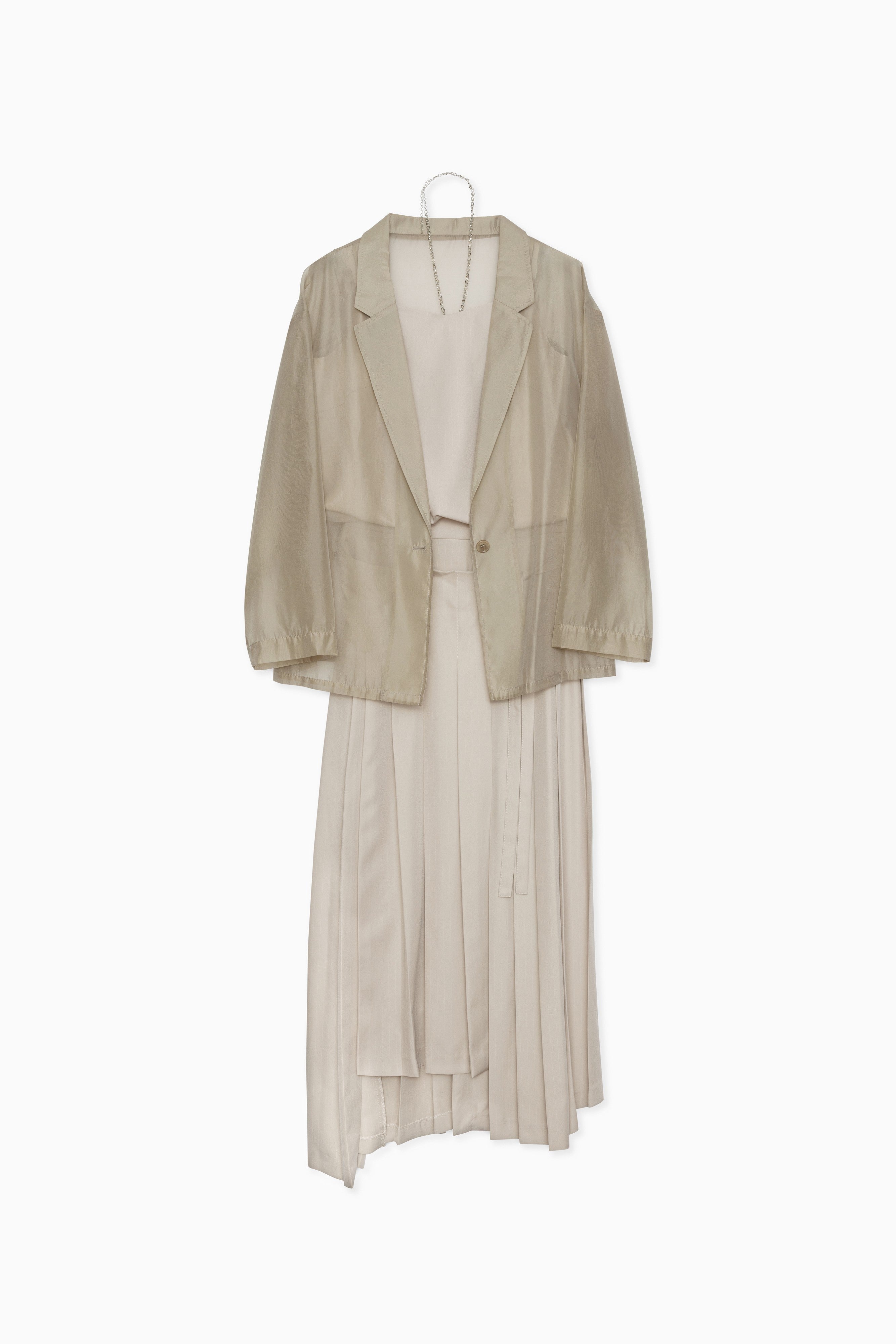 989 Pleats skirt sheer jk set up