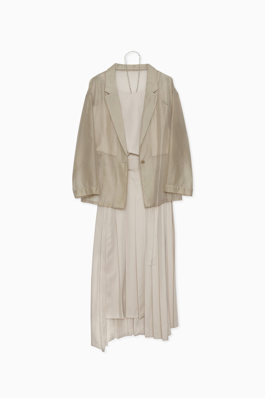 989 Pleats skirt sheer jk set up