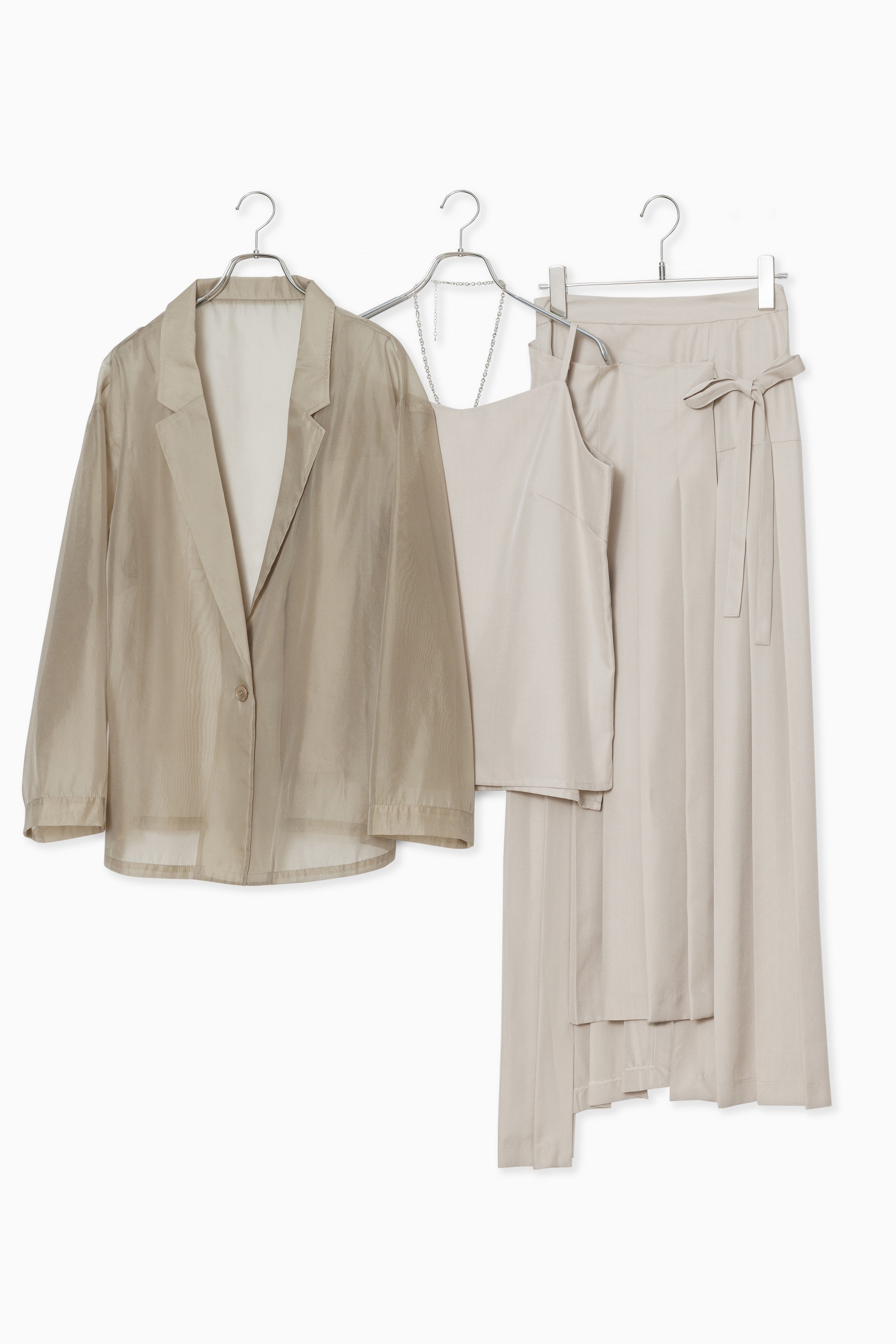989 Pleats skirt sheer jk set up
