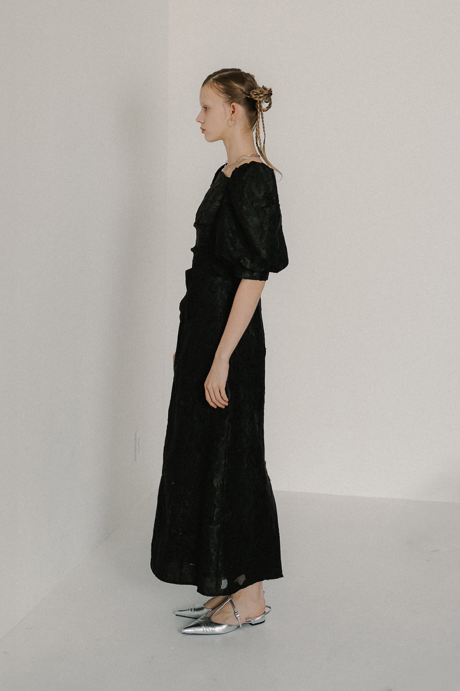 1071 Sheer Jacquard Organza Dress