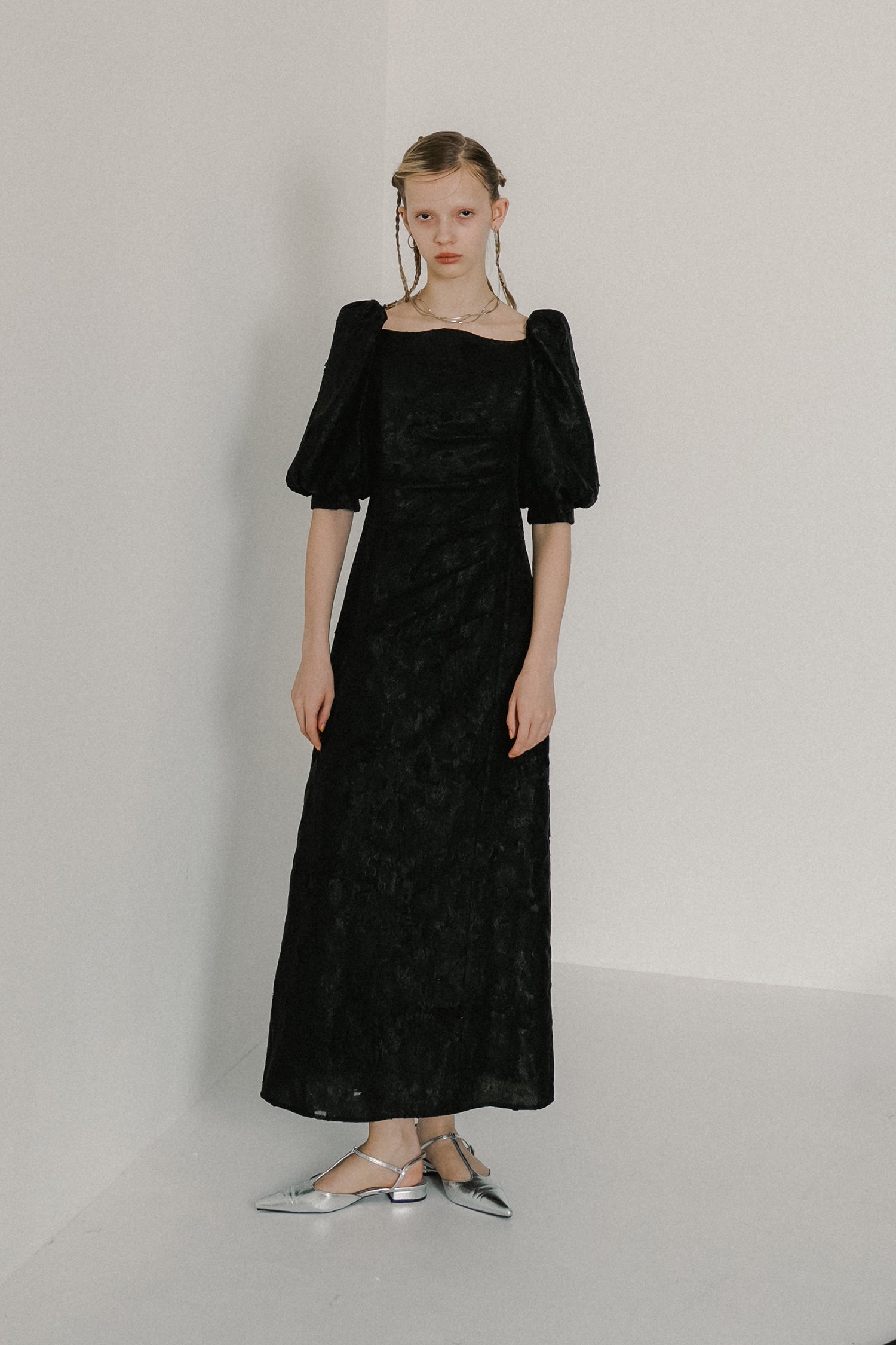 1071 Sheer Jacquard Organza Dress
