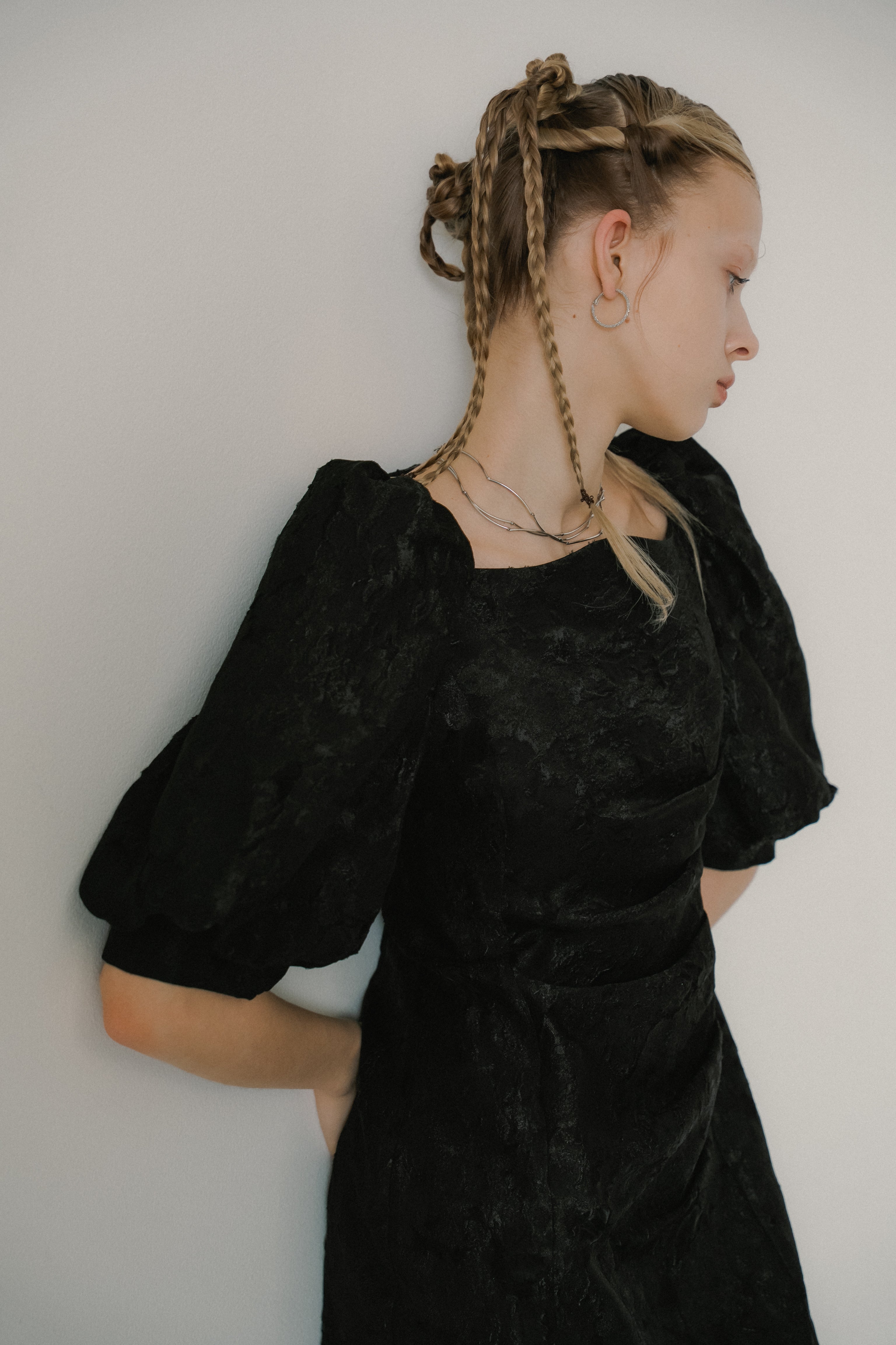 1071 Sheer Jacquard Organza Dress