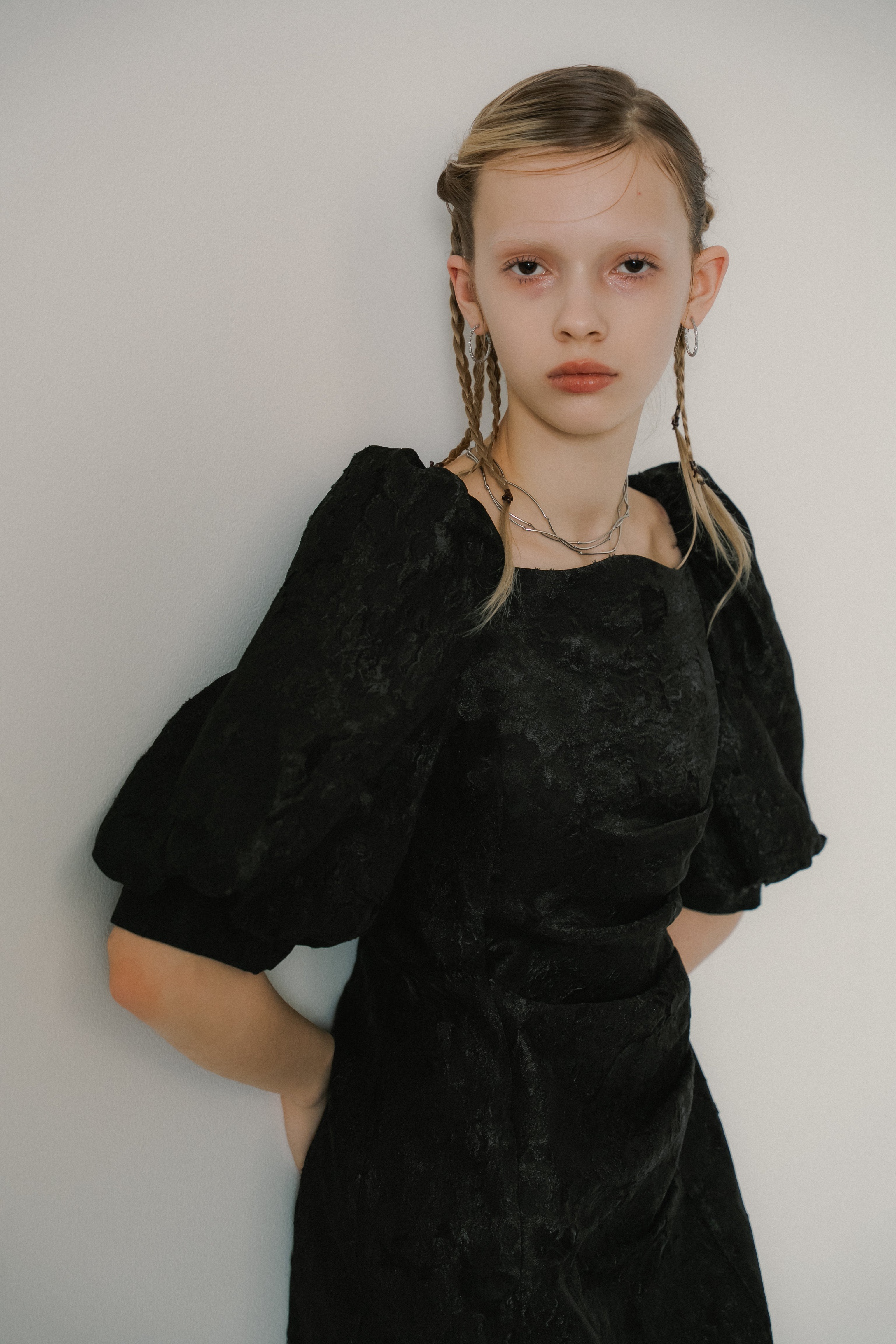 1071 Sheer Jacquard Organza Dress