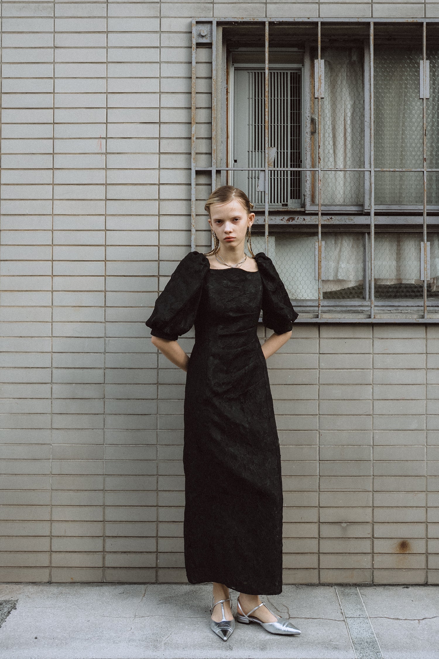 1071 Sheer Jacquard Organza Dress