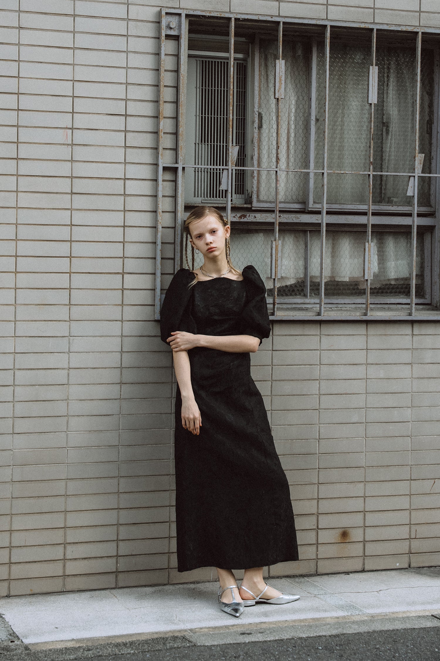 1071 Sheer Jacquard Organza Dress