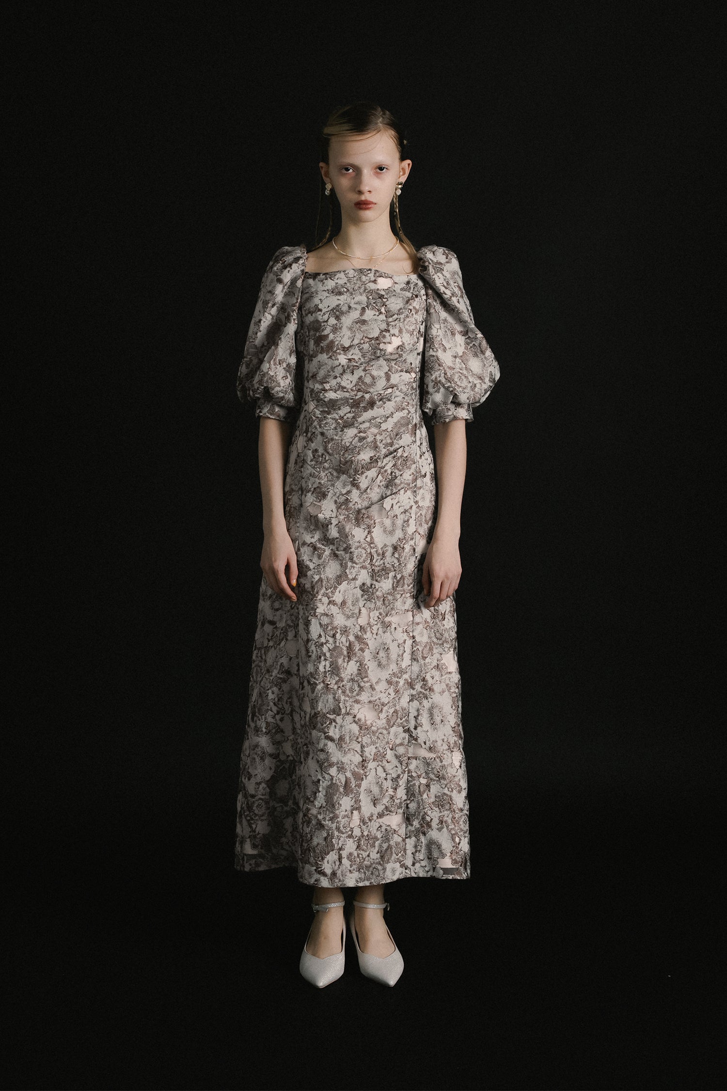 1071 Sheer Jacquard Organza Dress