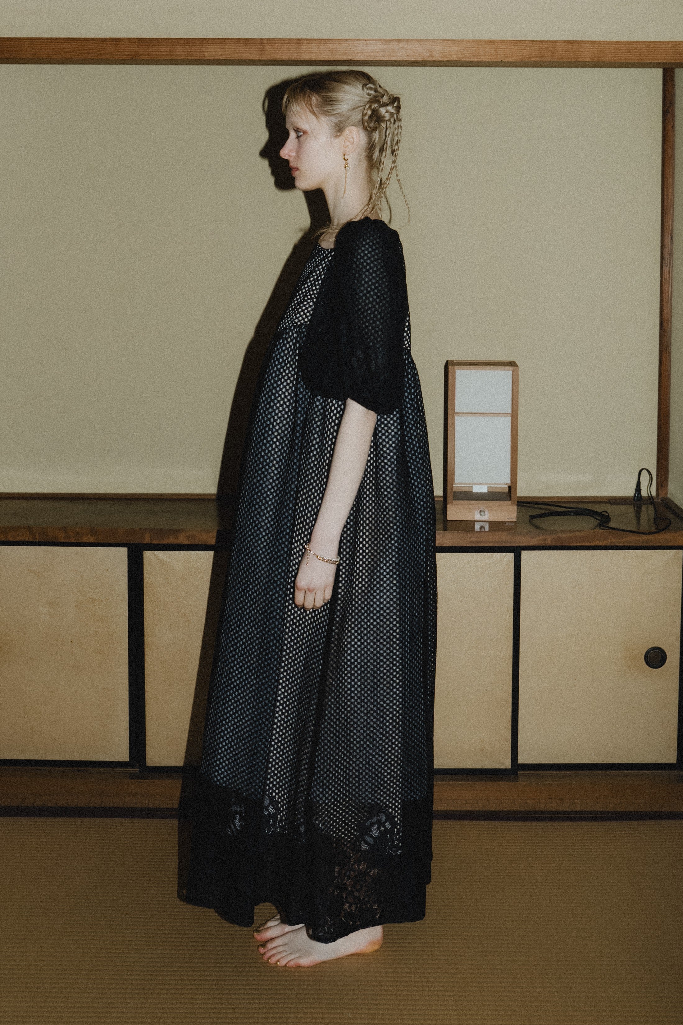 1114 Sheer Gingham Lace Dress