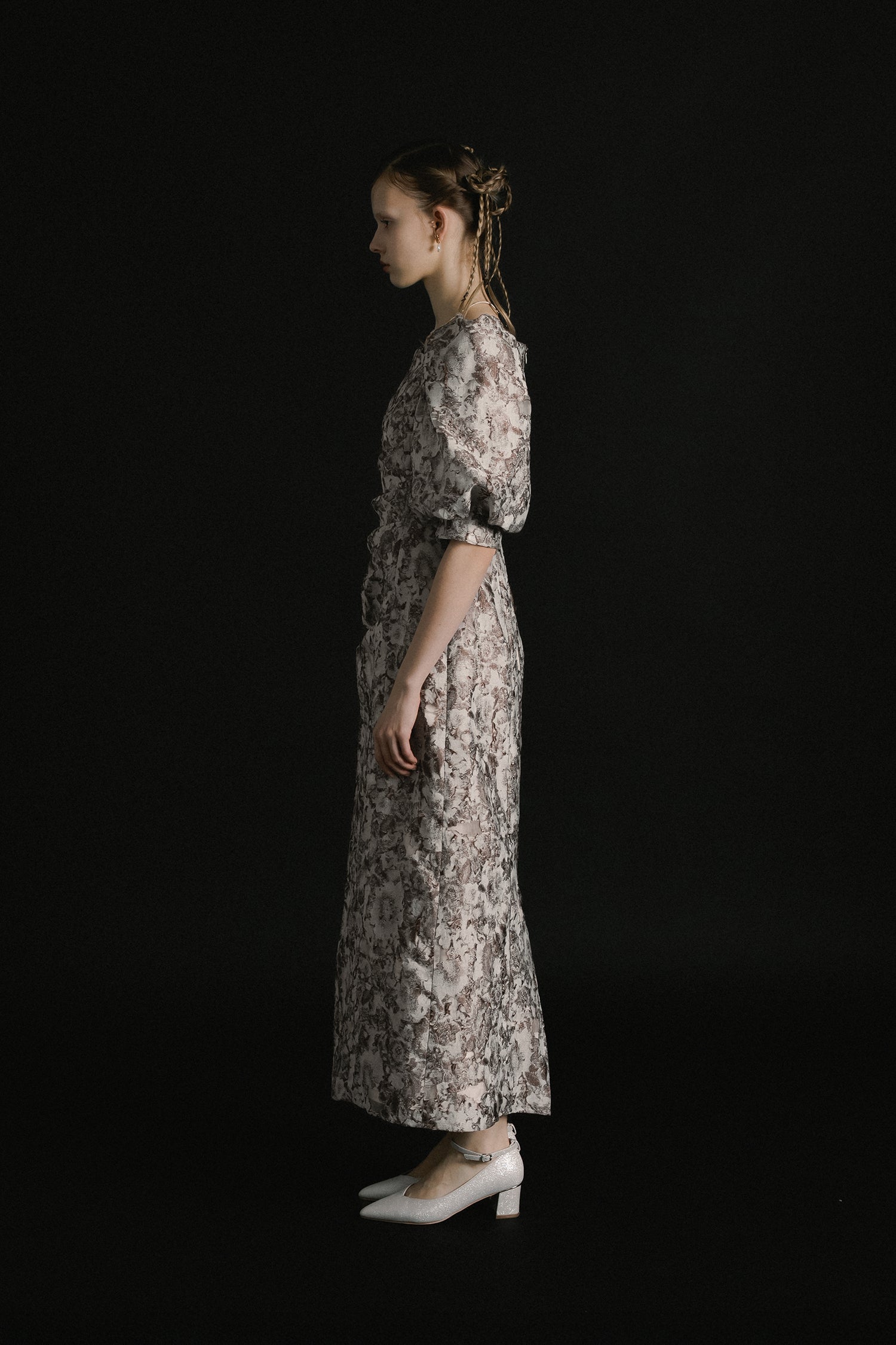 1071 Sheer Jacquard Organza Dress