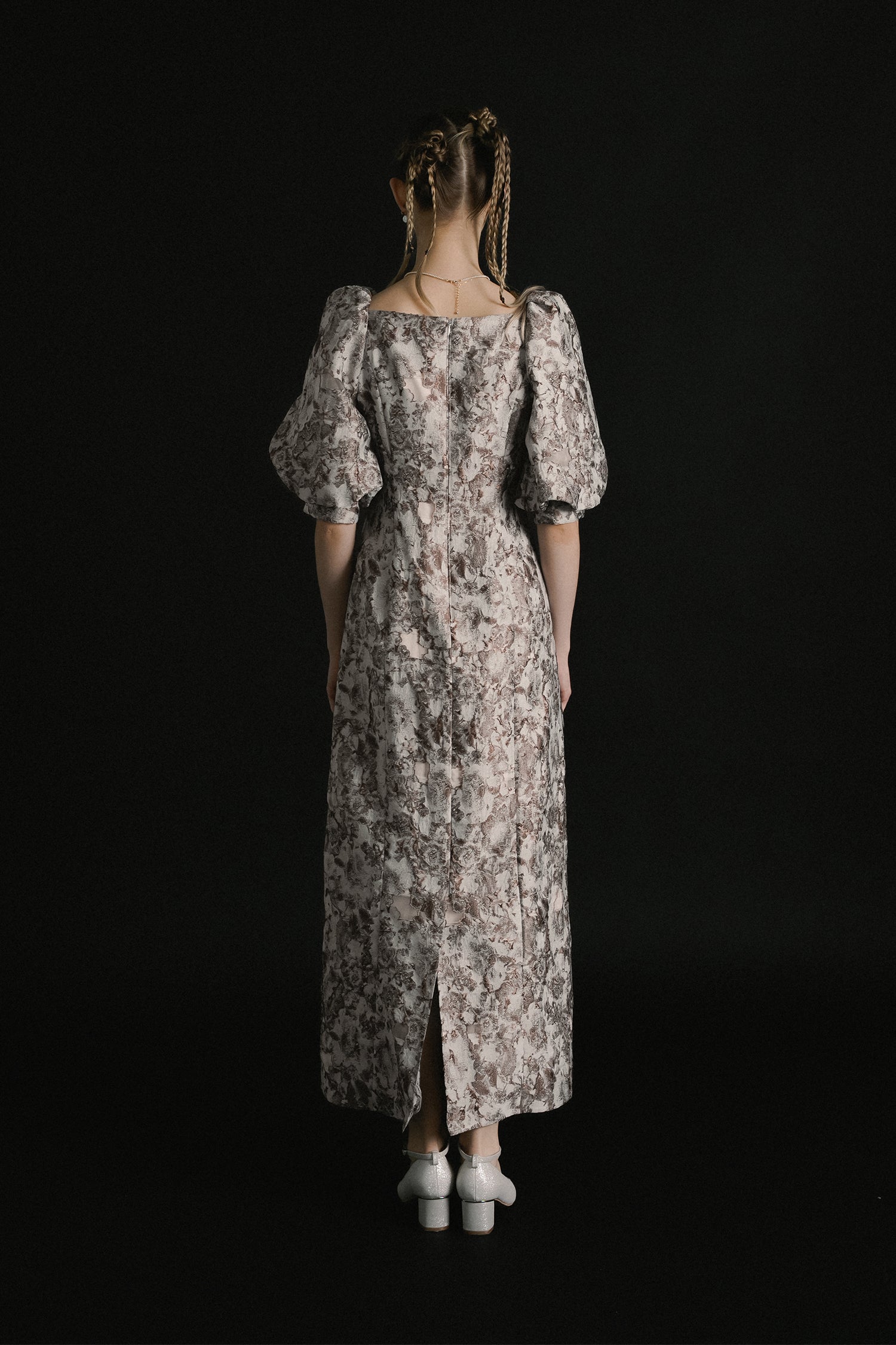 1071 Sheer Jacquard Organza Dress
