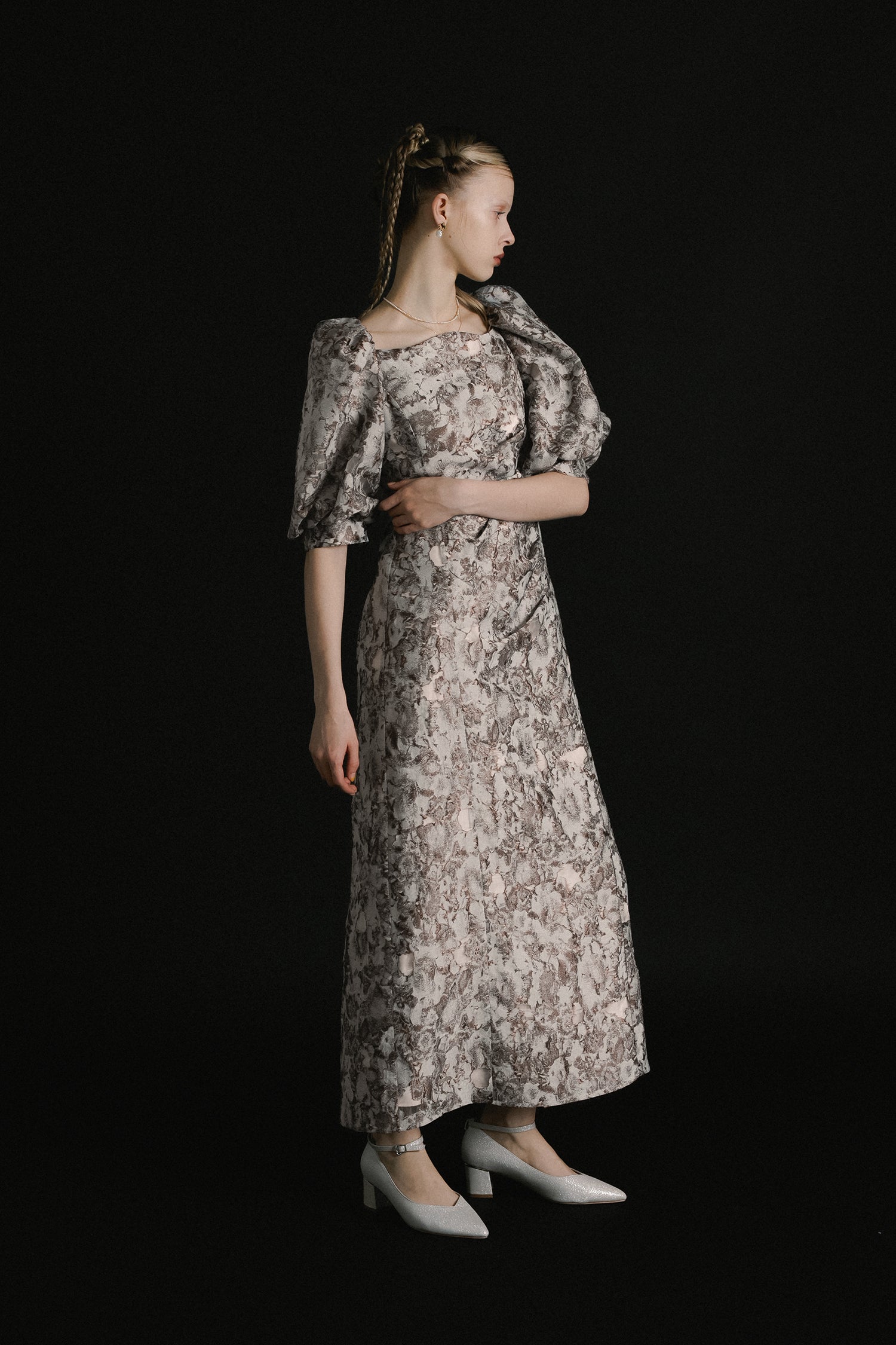 1071 Sheer Jacquard Organza Dress