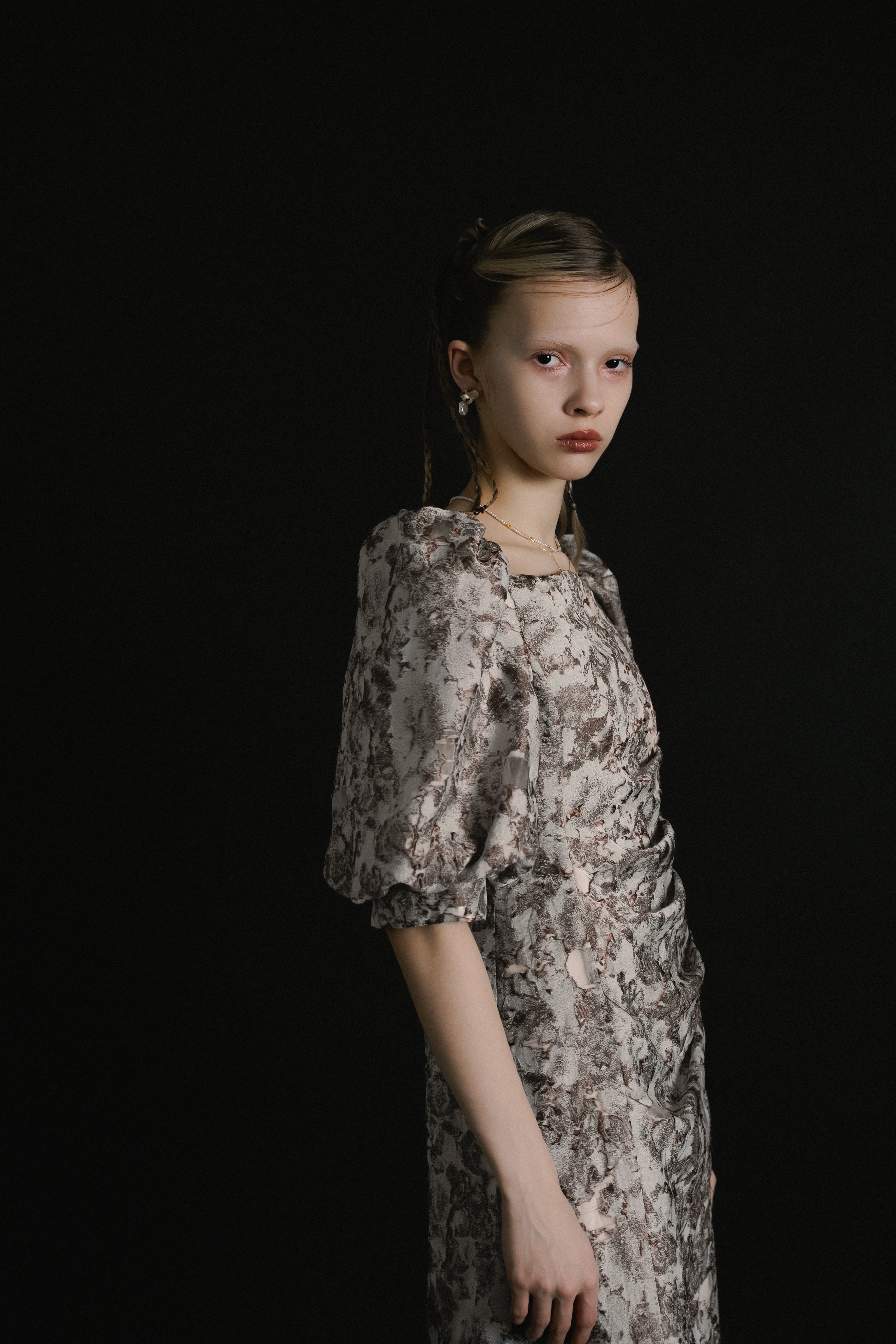 1071 Sheer Jacquard Organza Dress