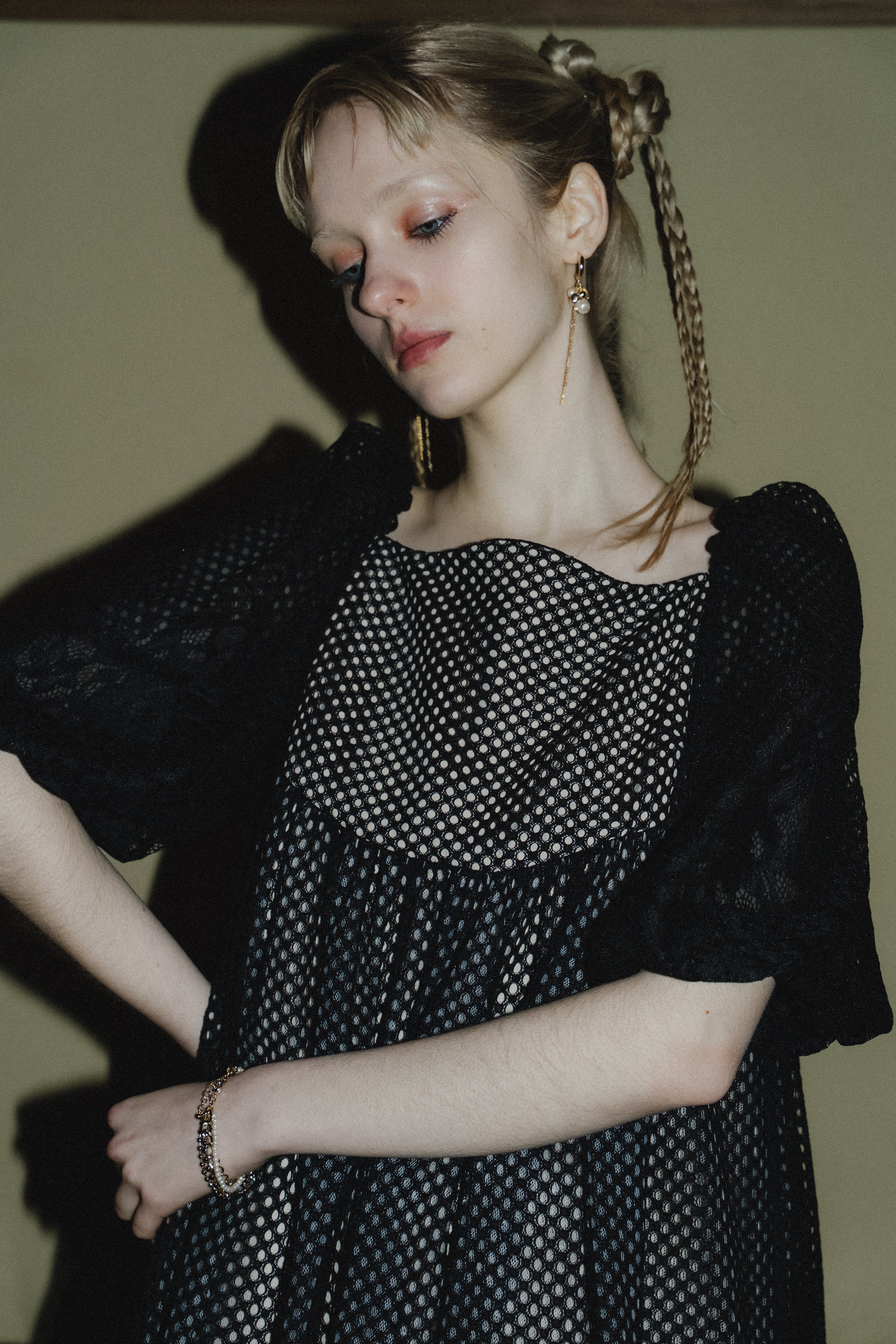 1114 Sheer Gingham Lace Dress