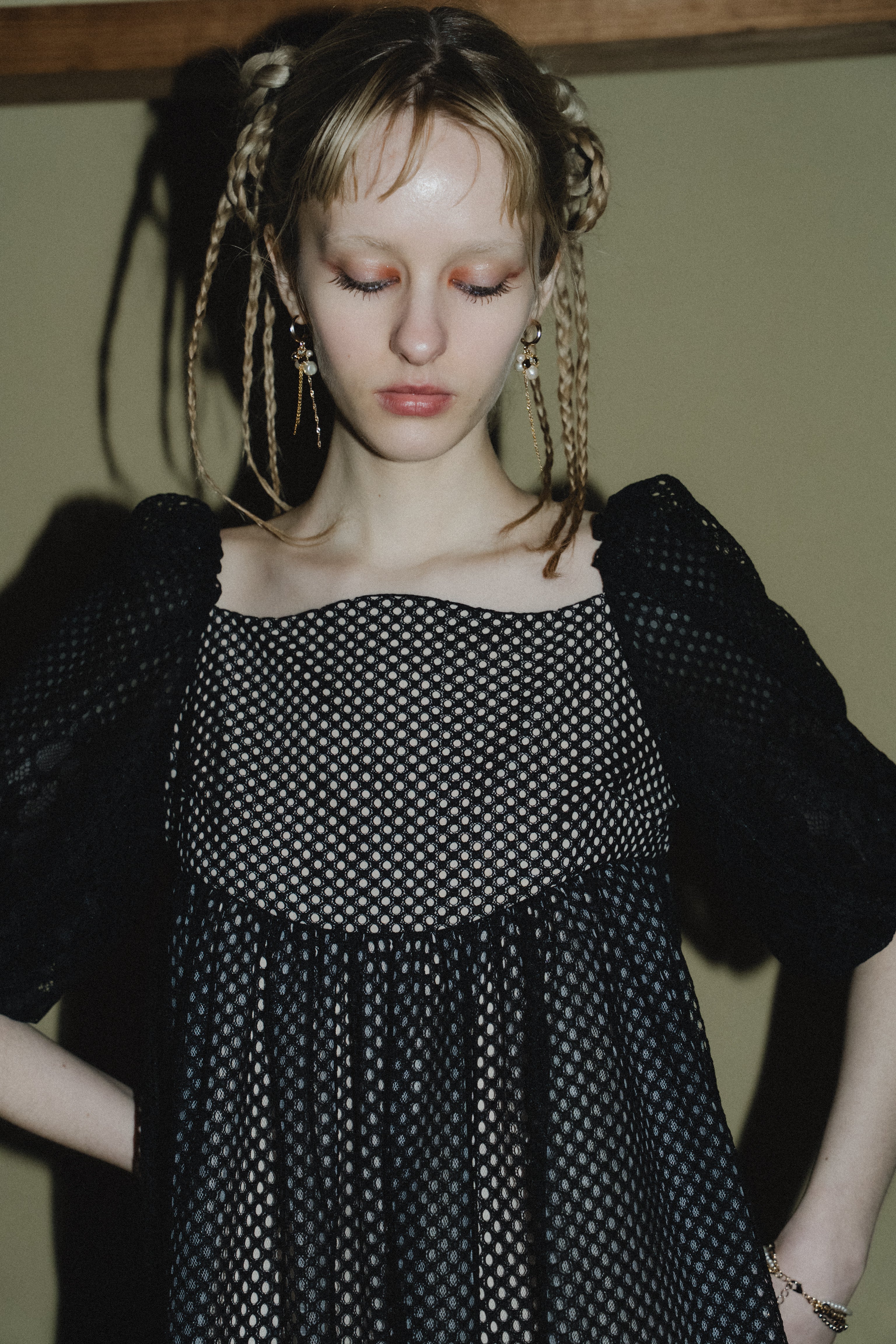 1114 Sheer Gingham Lace Dress