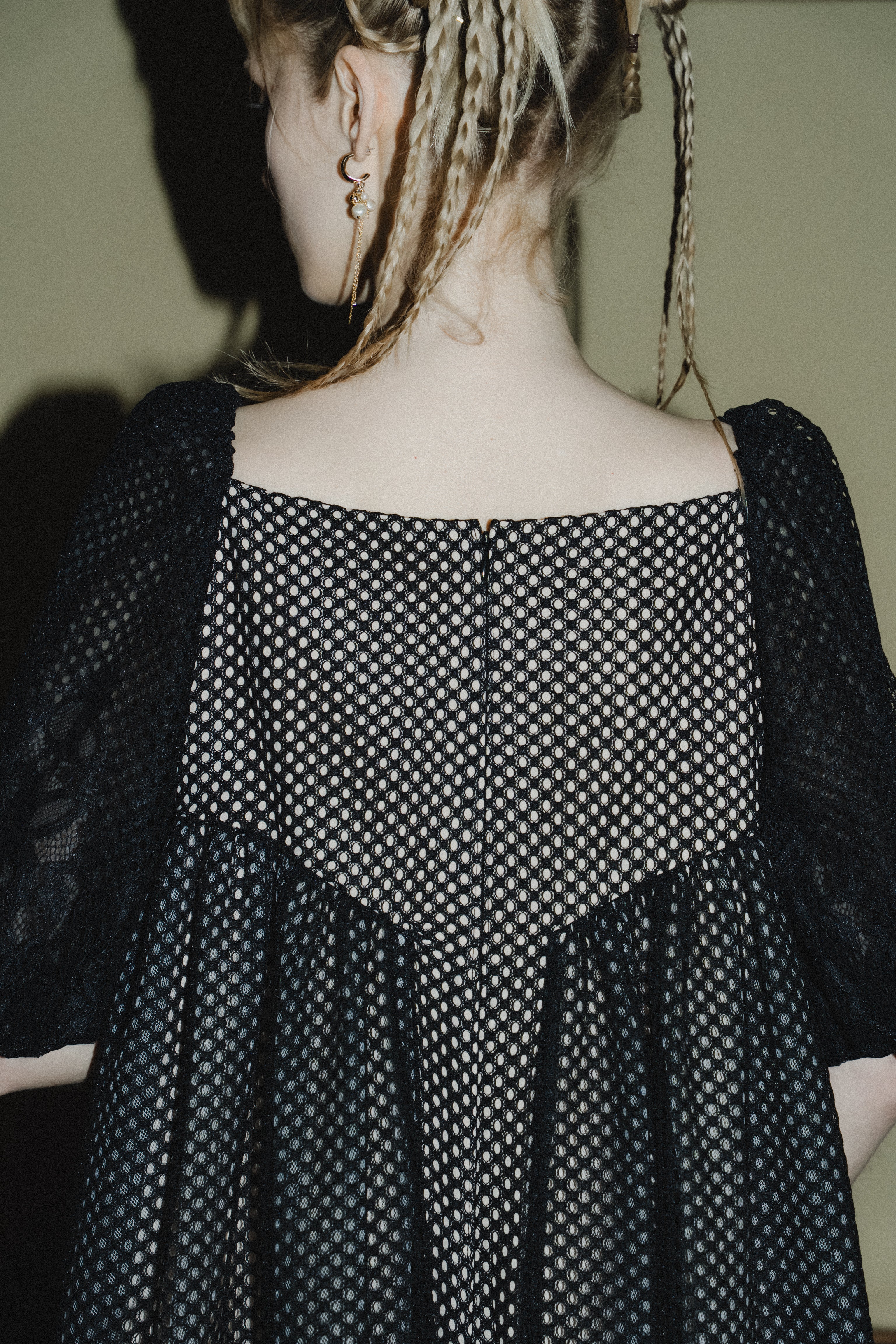 1114 Sheer Gingham Lace Dress