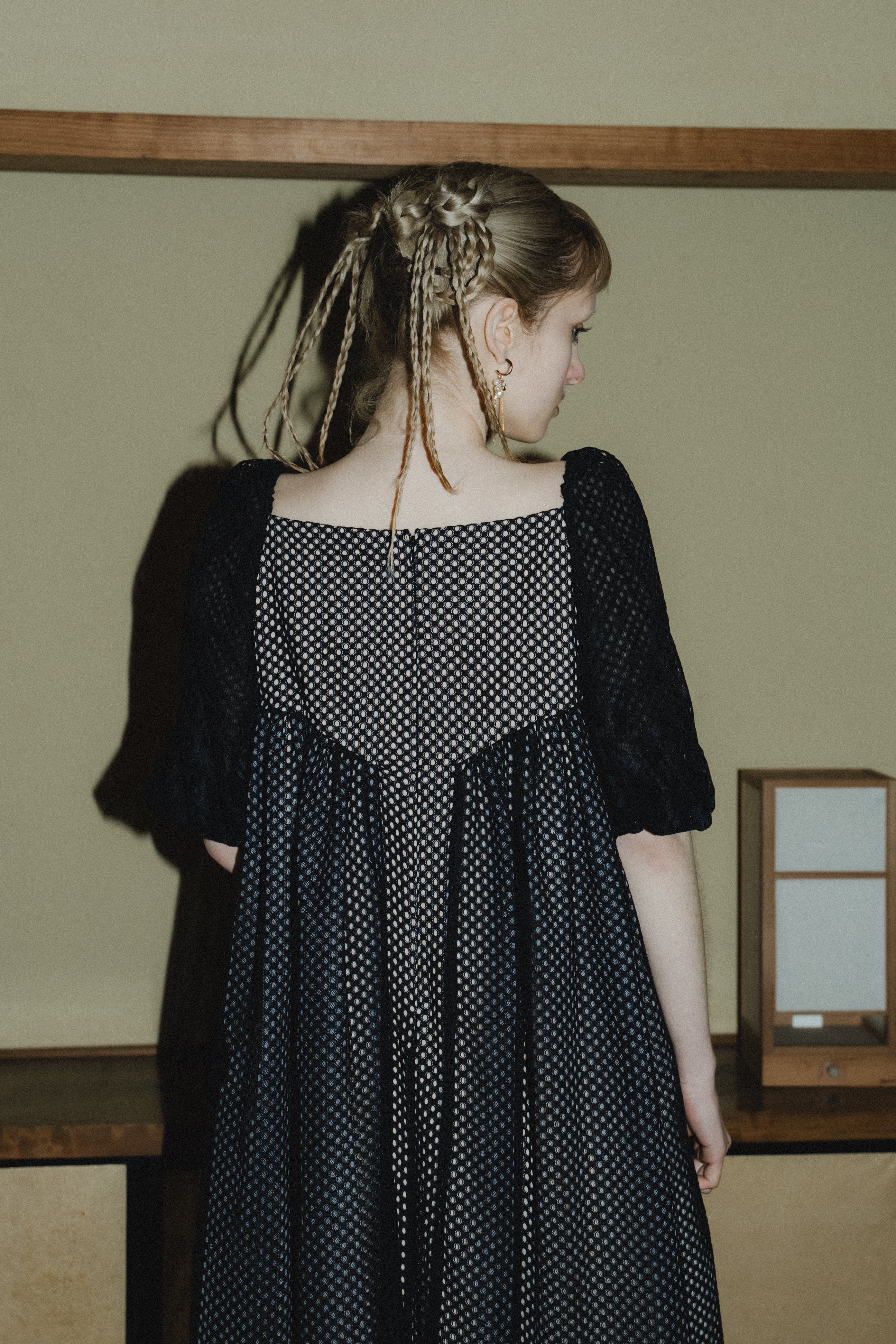 1114 Sheer Gingham Lace Dress
