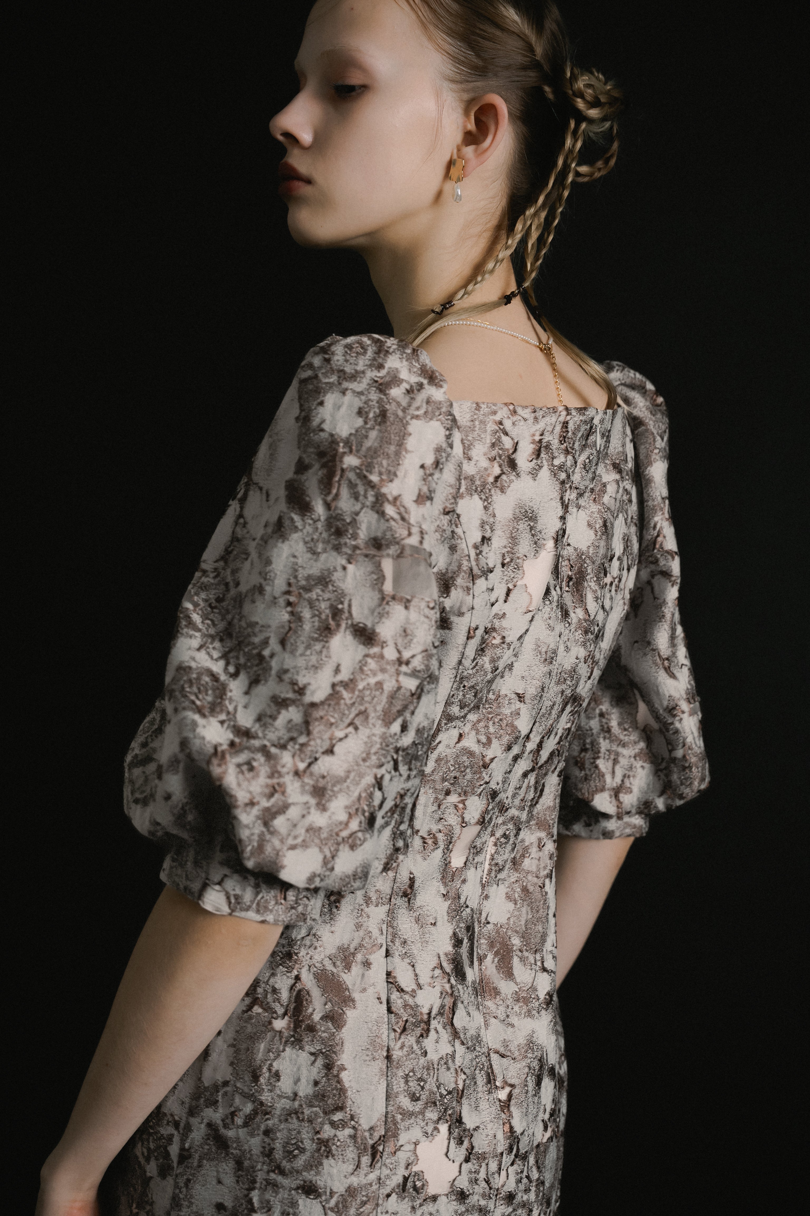 1071 Sheer Jacquard Organza Dress