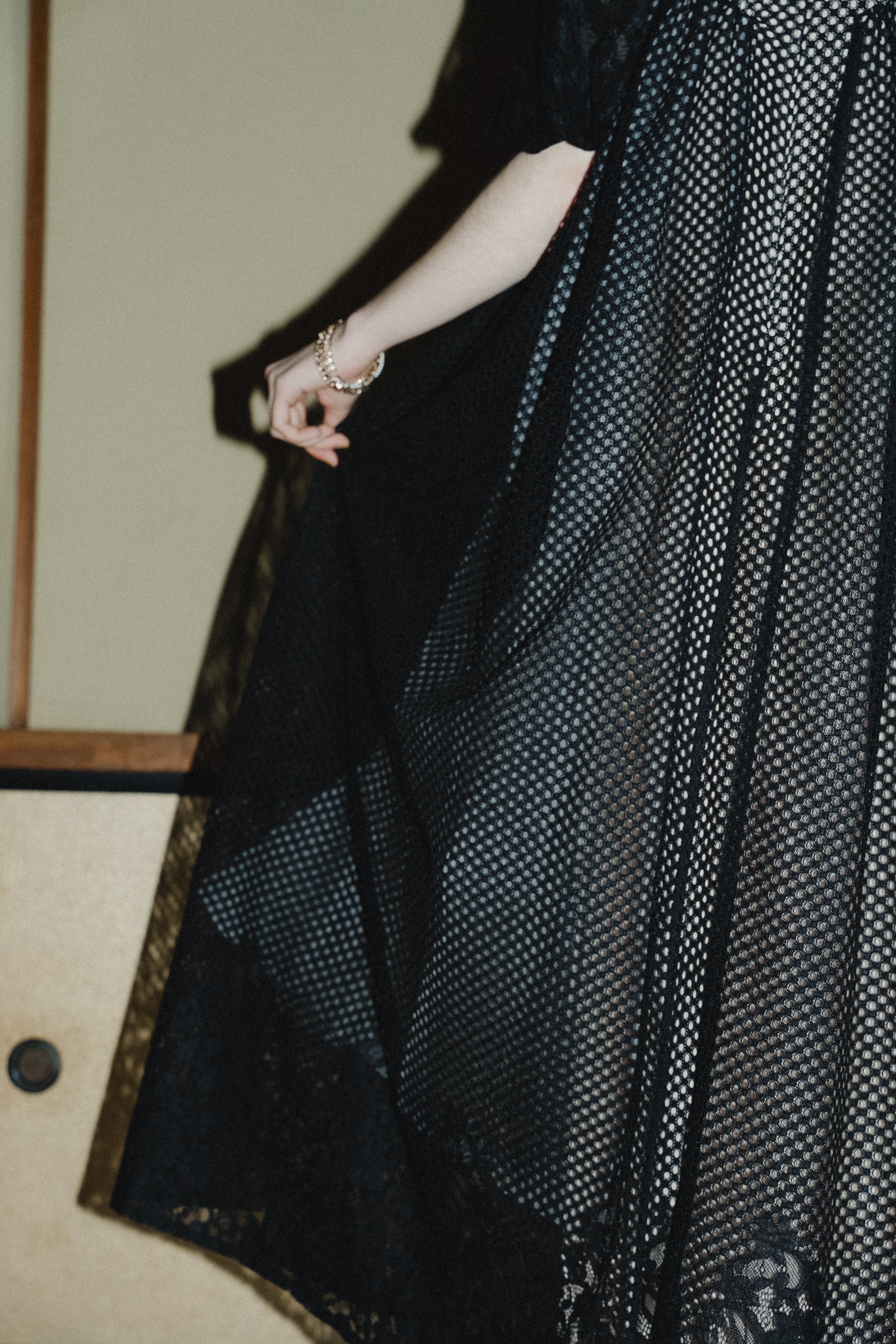 1114 Sheer Gingham Lace Dress